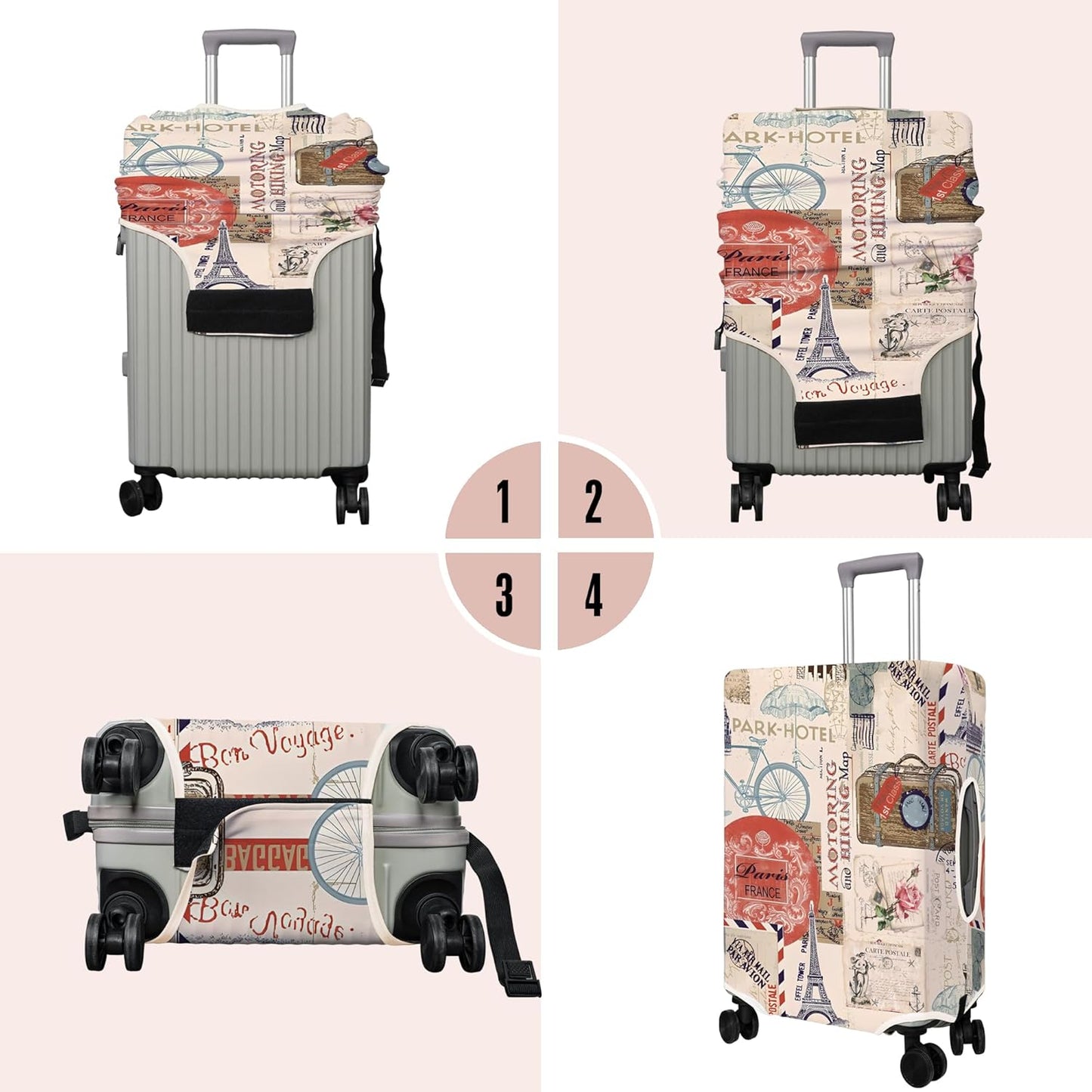 Travel Luggage Cover Suitcase Protector Fits 18-32 Inch Wheel Covers PatternedTravel Related Items Flower Luggage Protector Elastic XL