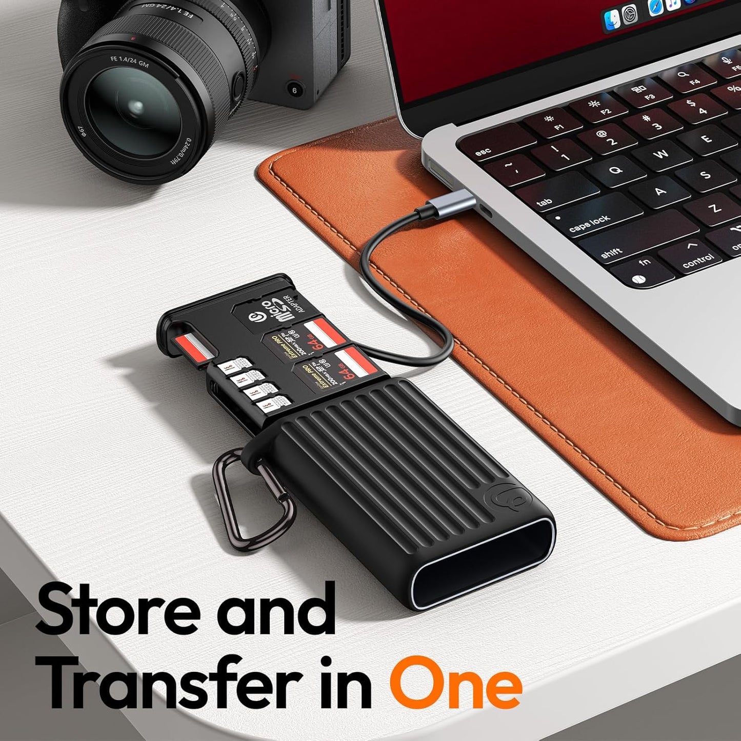 ULANZI MCR-02 High-Speed SD Card Reader, USB 3.2 CFexpress B Card Reader, 2 in 1 SD/Micro SD Card Reader Holder, Waterproof Case, Type-C SD/TF Card Storage Case for iPhone/Android, Action Cameras