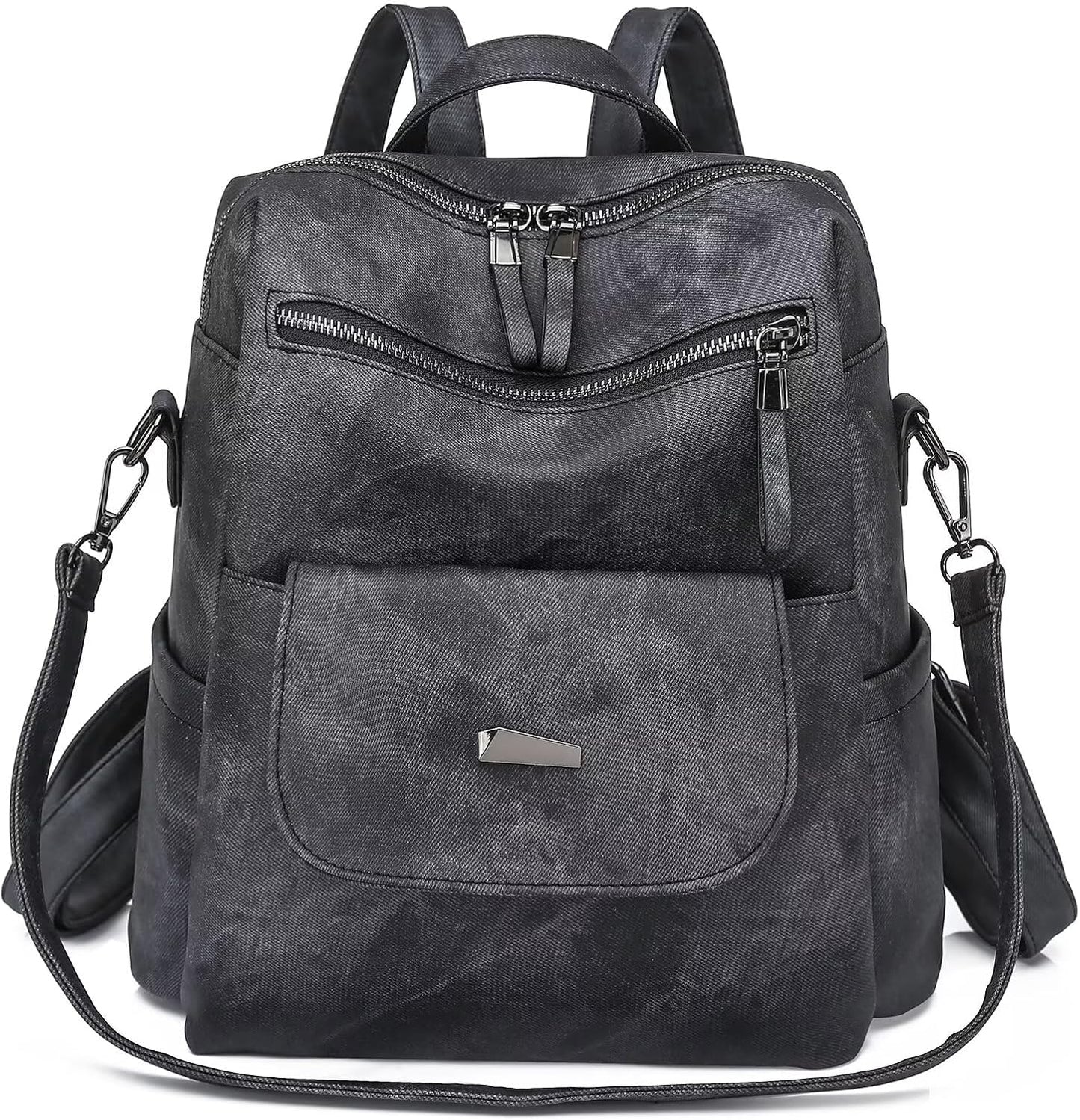 PU Leather Backpack Purse for Women Fashion Multipurpose Design Handbag Ladies Shoulder Bags Travel Backpack Black