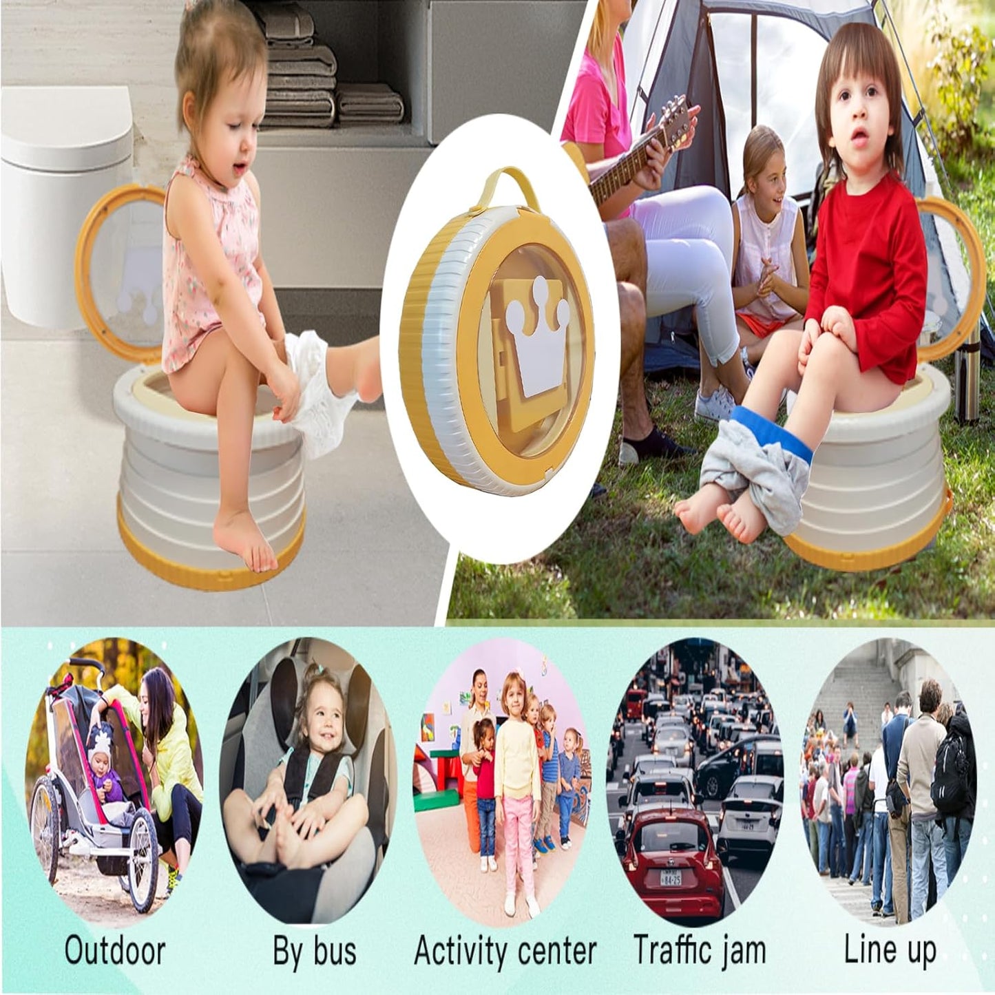SunnySmile Portable Toilet for Kids,Portable Potty Seat for Toddler Travel,travel potty with Travel Bag, Applicable to Camping, Indoor/Outdoor Use, includes 75 Replacement Bags