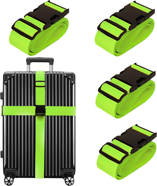 Luggage Straps for Suitcases TSA Approved Travel Belt 4 Pack by Chelmon (Green)