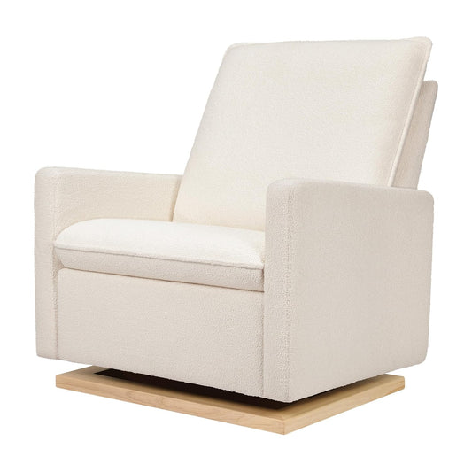 babyletto Cali Pillowback Chair and a Half Glider in Chantilly Fleece with Light Wood Base, Greenguard Gold and CertiPUR-US Certified
