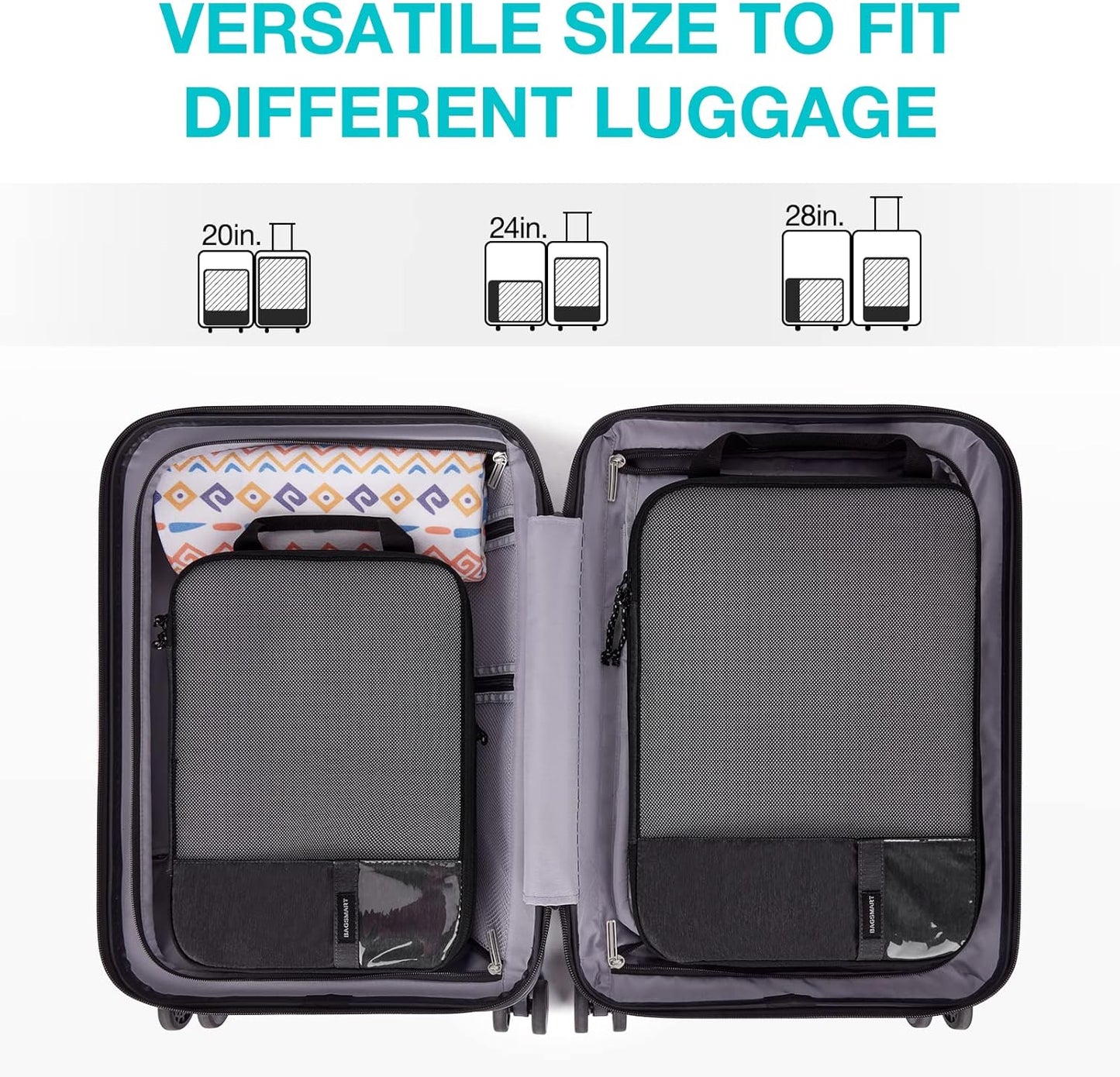 BAGSMART 6 Set /4 Set/2 Set Compression Packing Cubes for Travel, Lightweight Luggage Organizer Bags, Durable Space Saver Bags Travel Essentials