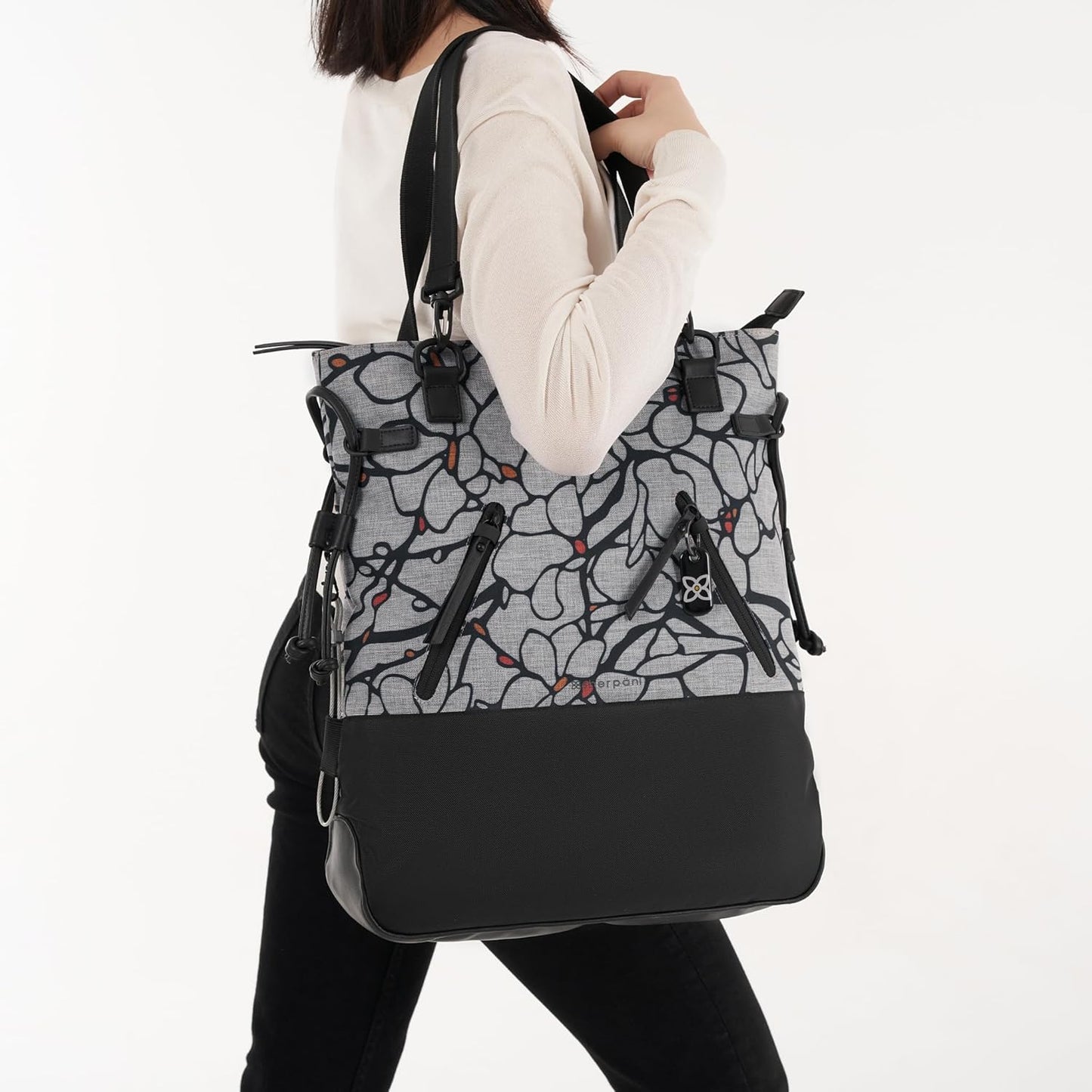 Sherpani Tempest, Anti-Theft Convertible Backpack, Teacher Tote Bag, Travel Backpack for Women, Fits 15 Inch Laptop (No Sleeve) (Sakura)