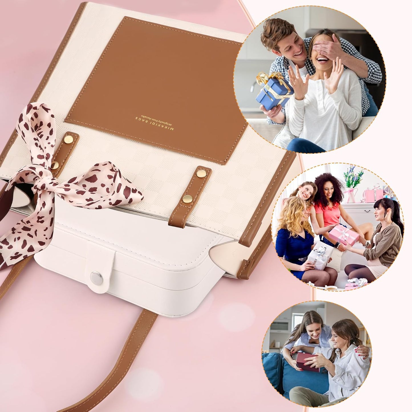 Travel Jewelry Box, PU leather Small Jewelry Organizer For Female Girls, double layer portable mini travel case for storing earrings, rings, necklaces.(Bright White)