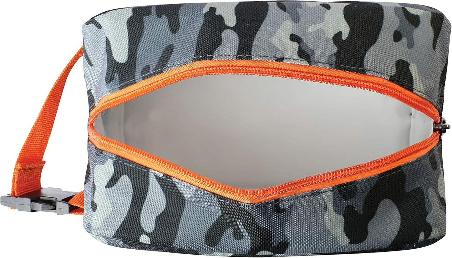 PackIt Freezable Snack Box, Charcoal Camo, Built with ECOFREEZE Technology, Collapsible, Reusable, Zip Closure with Buckle Handle, Great for All Ages and Fresh Snacks on the go