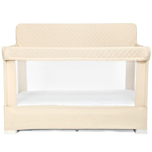 Baby Delight Lunaire Full Size Crib | Breathable Mesh Baby Crib | Tool-Free Assembly Baby Bed | 100% GOTS Certified Organic Cotton Fabric | Organic Oat
