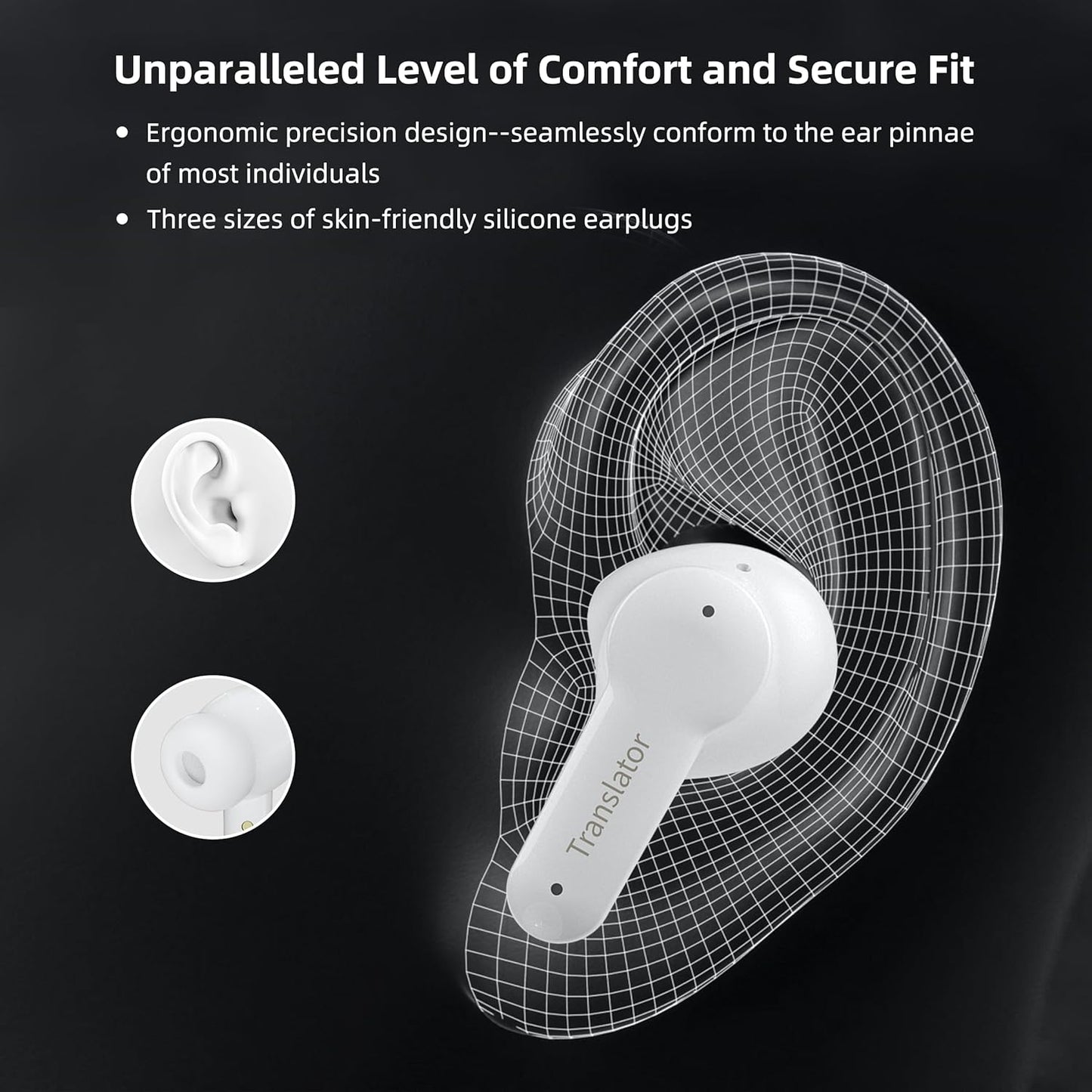 M3 Translator Earbuds Language Translator Device Sliding Design Support 144 Languages & Accents Translation Wireless Translator Device with APP Fit iOS & Android