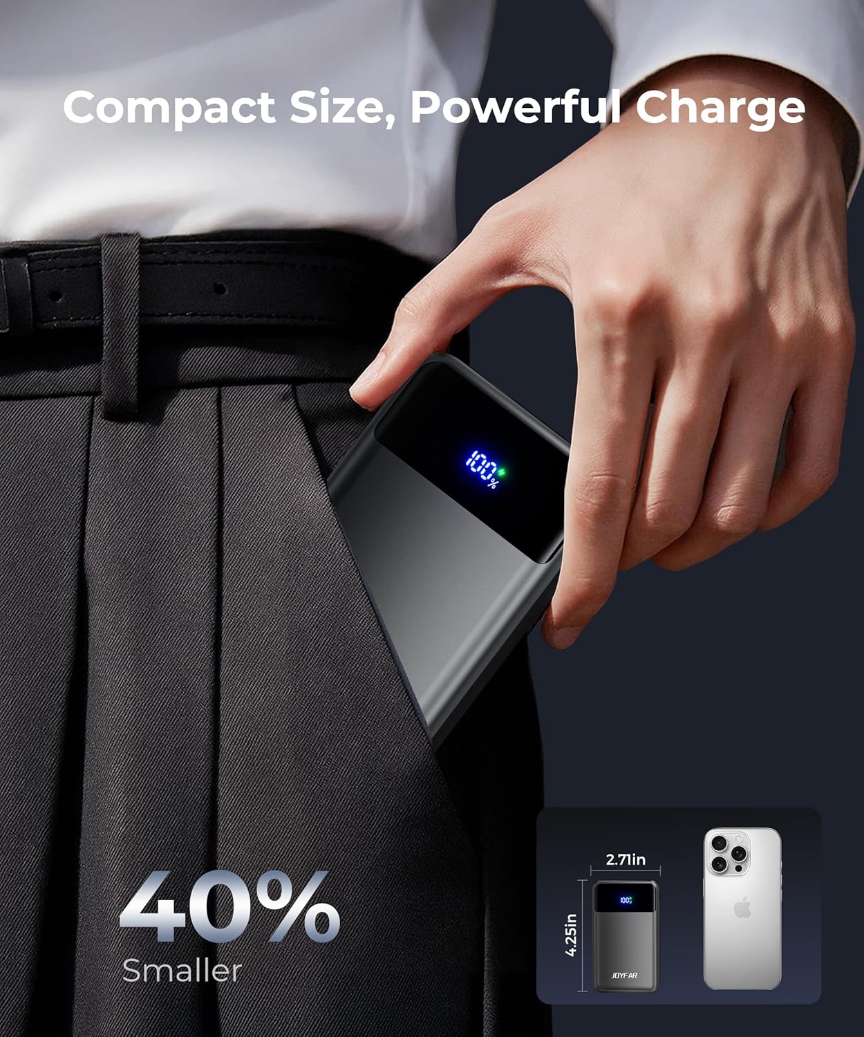 Portable Charger Power Bank - 30000mAh 65W Laptop Travel Essentials Battery Pack USB C Built in Cable Phone Fast Charging Compatible with iPhone 16 15 14 13 iPad MacBook Samsung Google (Black)