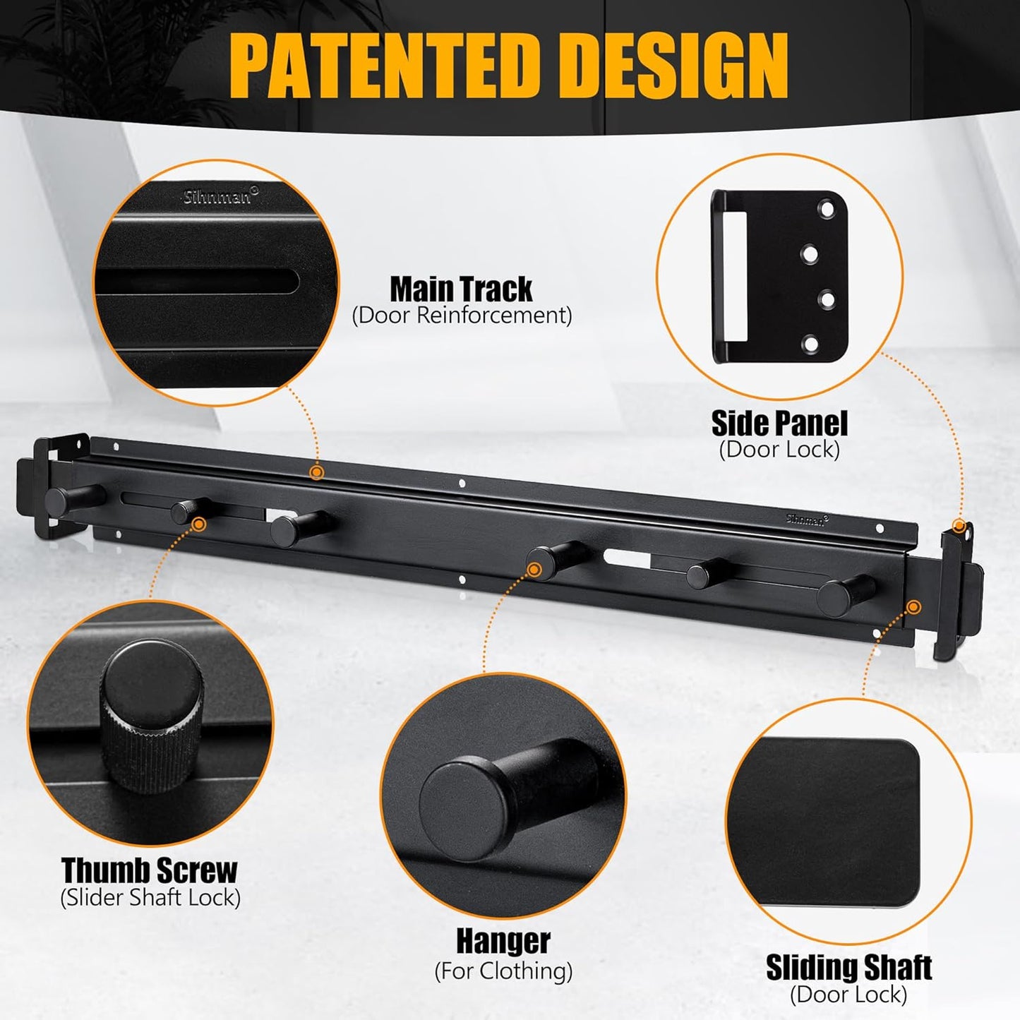 Door Bar Lock - Patented Door Barricade Security Bar - Home Safety Improvement, Door Reinforcement, Childproof, Break-in Prevention - Premium Grade Steel Door Mount for 34''-45'' Wide Doors