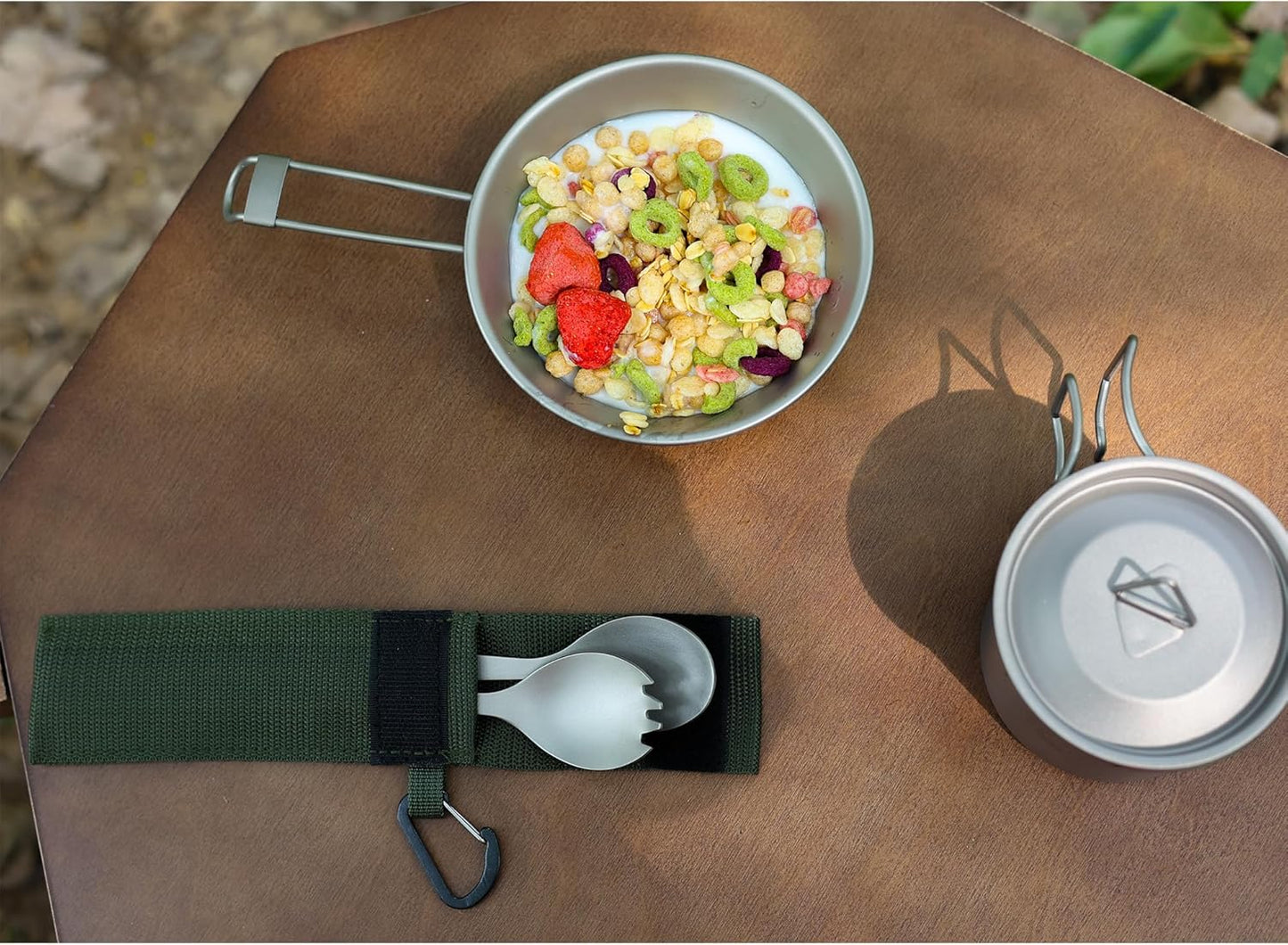 SANTTA Titanium 3-in-1 Camping Spork, Spoon, Fork & Bottle Opener Combo Utensil for Hiking and Travel