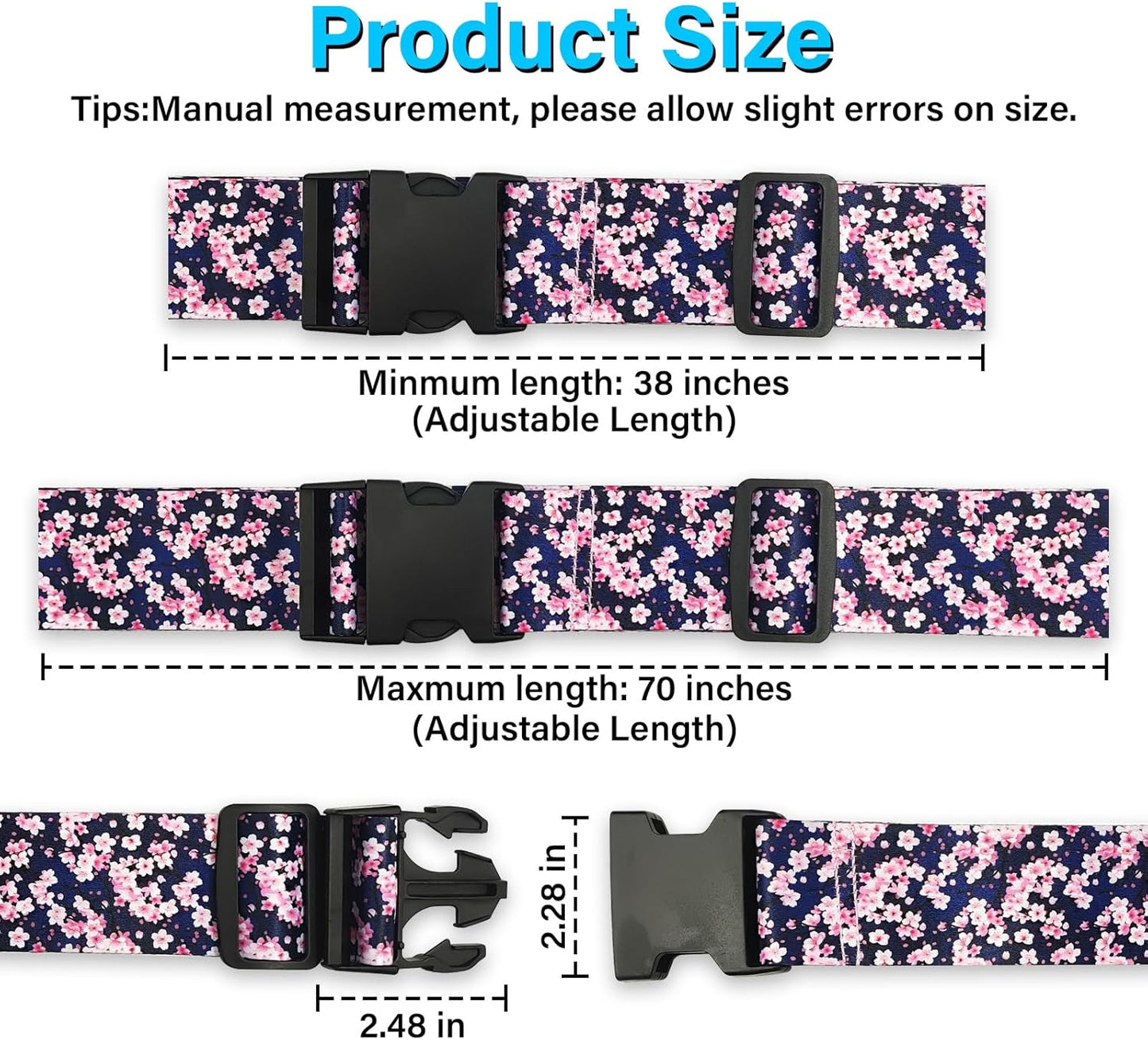 Luggage Straps for Suitcases TSA Approved, Luggage Identifiers for Suitcase, Adjustable Suitcase Strap for Baggage Security with Cute Patten, Travel Necessary Accessories (Anime Sakura)