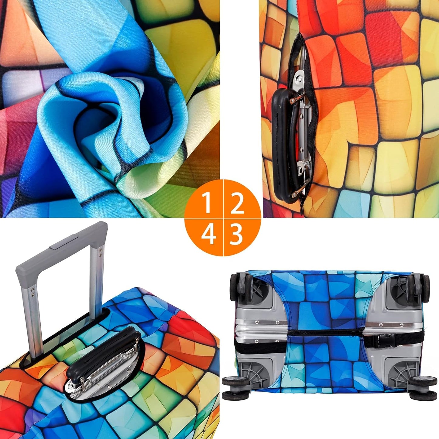 MosaiRudo Travel Luggage Covers For Suitcase Tsa Approved,Suitcase Cover Protector Fit 18-32 Inch Luggage Travel Accessories (T2487, L)