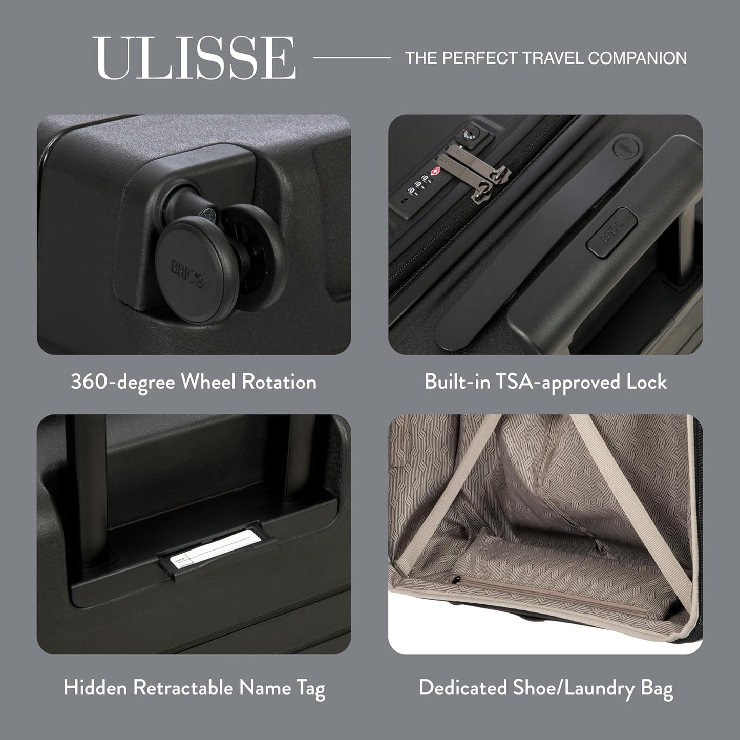 Bric's B|Y Ulisse Spinner Suitcase, Expandable Hard Shell Luggage with TSA Lock and Smooth 360° Wheels 28" – Black