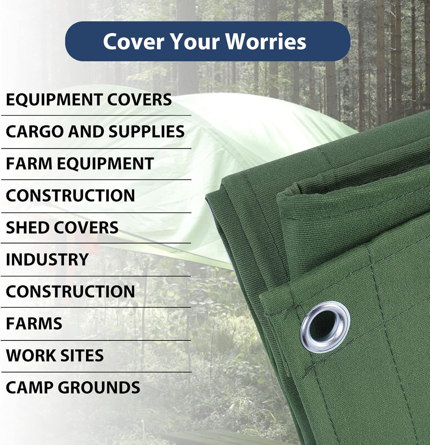5’x7’ Canvas Tarps Heavy Duty Waterproof Tarpaulins with Aluminum Grommets,UV Resistant, 22Mil Multipurpose Drop Cloth, 14oz Durable Cover Sheet for Outdoor and Indoor Use with Ropes.