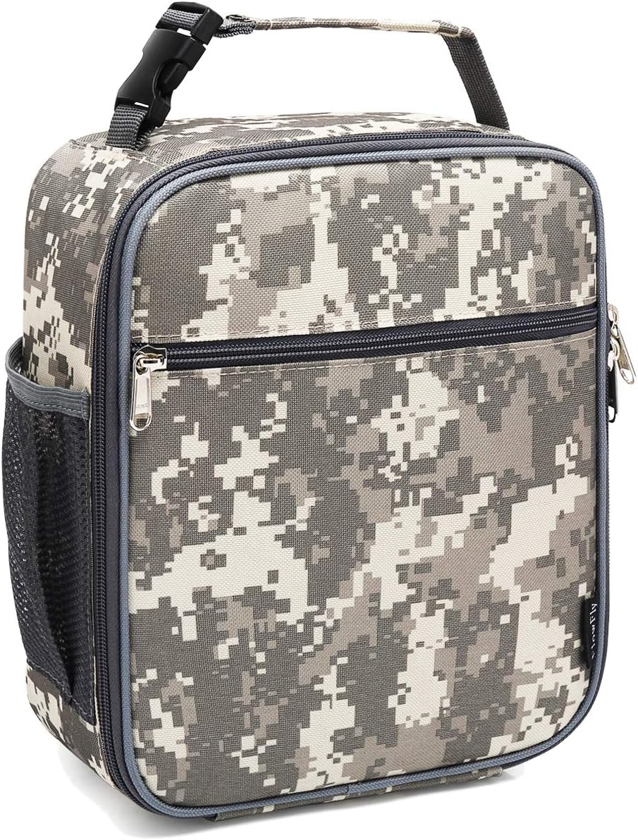 FlowFly Lunch box Insulated Soft Bag Mini Cooler Back to School Thermal Meal Tote Kit for Girls, Boys (DigitalCamo)