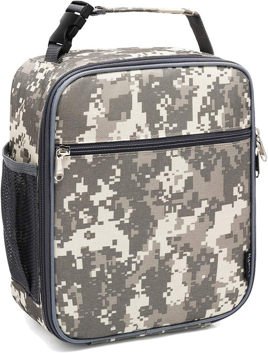 FlowFly Lunch box Insulated Soft Bag Mini Cooler Back to School Thermal Meal Tote Kit for Girls, Boys (DigitalCamo)