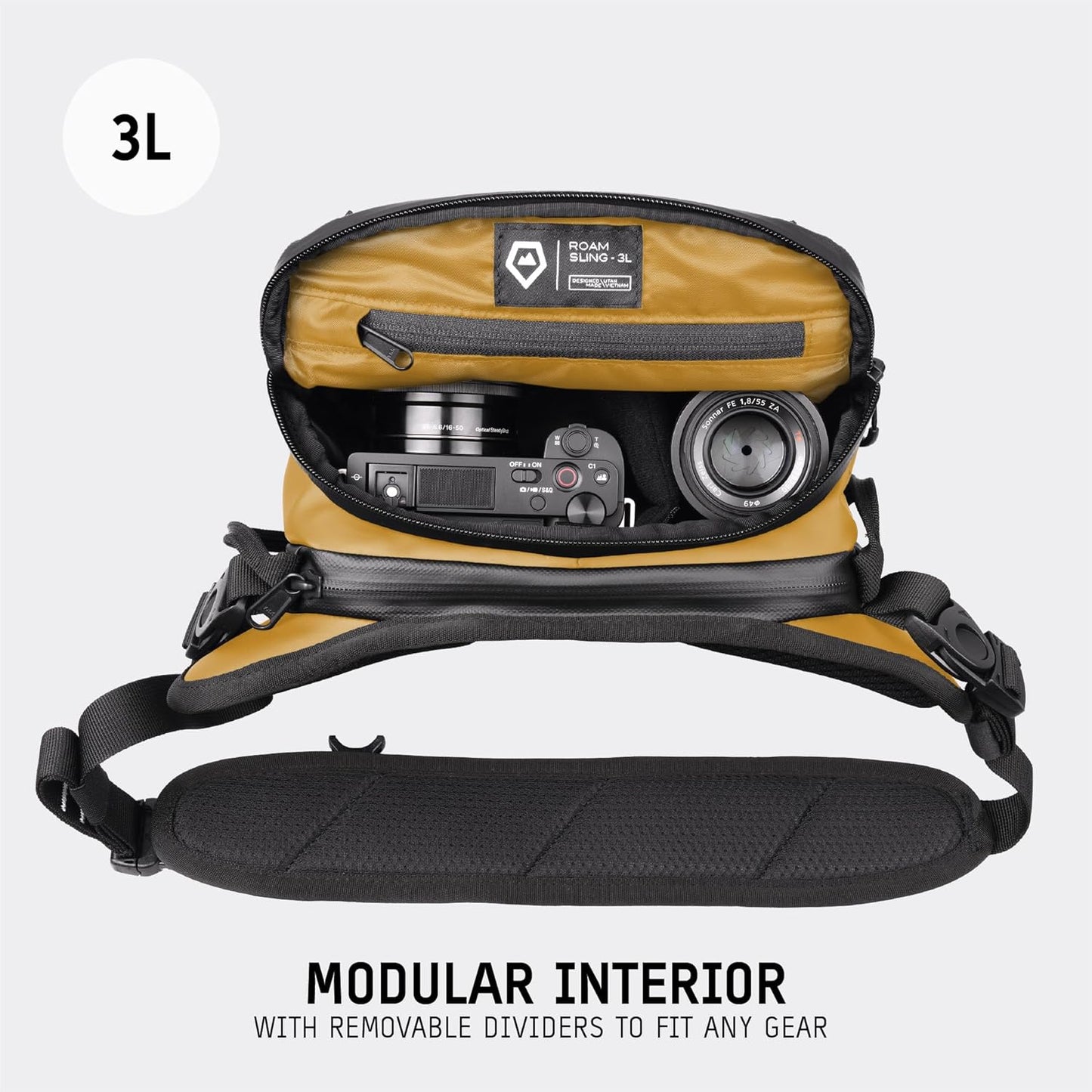WANDRD ROGUE V1 3L Sling: Compact Camera Sling and Crossbody Bag with Fast Access, 3-Way Carry– Lightweight Everyday Bag Great for Travel, Photography, and Daily Use (Dallol Yellow)