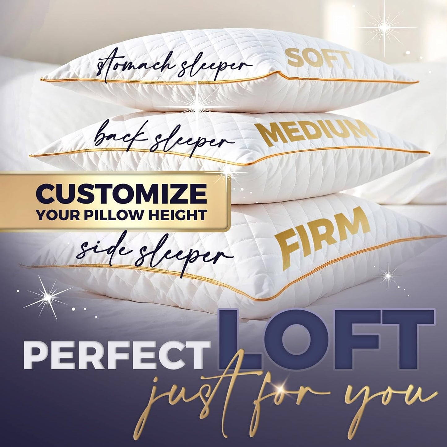 Royal Therapy King Memory Foam Pillows 4-Pack - Shredded Memory Foam Pillow for All Sleep Positions - Medium Firm Pillow with Adjustable, Bamboo-Derived Rayon Cover, CertiPUR-US, Oeko-TEX Certified