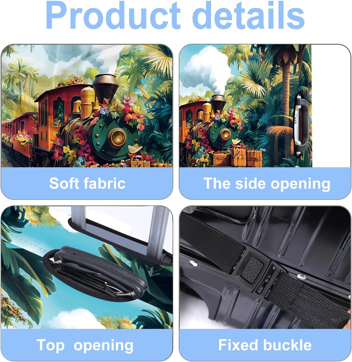 Train Luggage Cover Washable Suitcase Protector Anti-Scratch,Stretchable Fit for 20-34Inch Luggage Durable Travel Bag Cover with Zipper Closure (M(24-26inch suitcase))