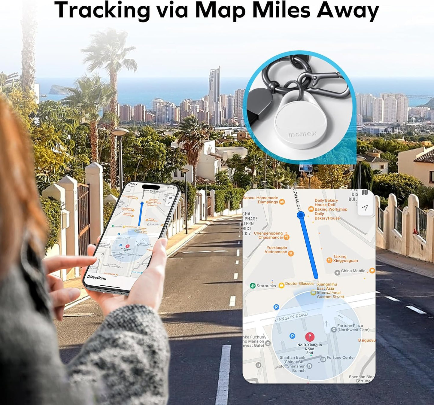 Momax Key Finder Tracker Tag - [Apple MFi Certified] Smart Bluetooth Tracking Device with Find My (iOS Only), Replaceable Battery, DIY Stickers, for Wallets, Luggage, Suitcases, Backpacks, 2 Pack