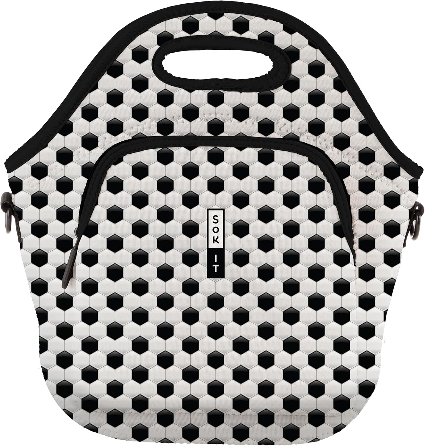Sok It LunchTote Zippered Bag Insulated Neoprene Caddy (Soccer, X-Large 6.5 Quart Lunch Tote)
