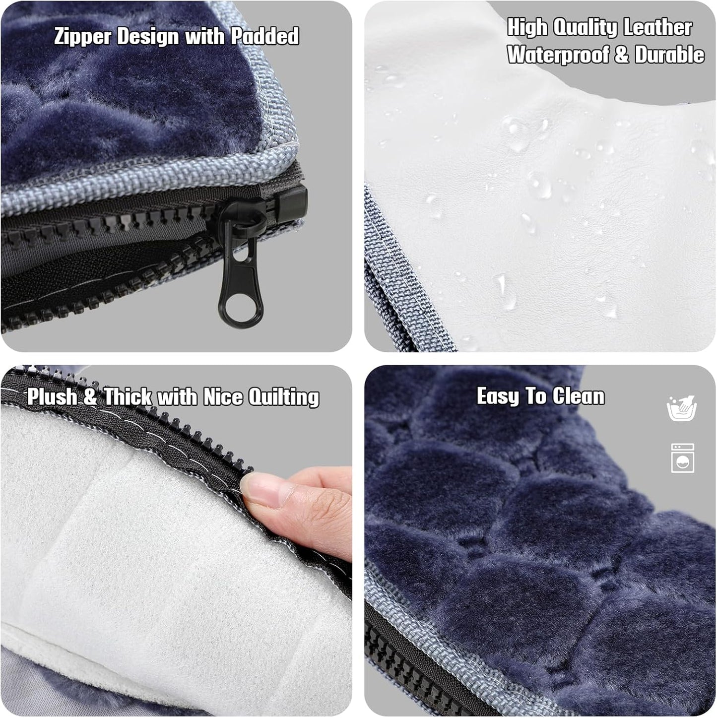 Riakrum 4 Pcs Toilet Seat Covers Pads for Bathroom Comfortable Toilet Seat Cushion Cover Soft Thicker Warmer Washable Pad with Zipper Home Reusable(Modern,Gray, Violet, Red, Brown)