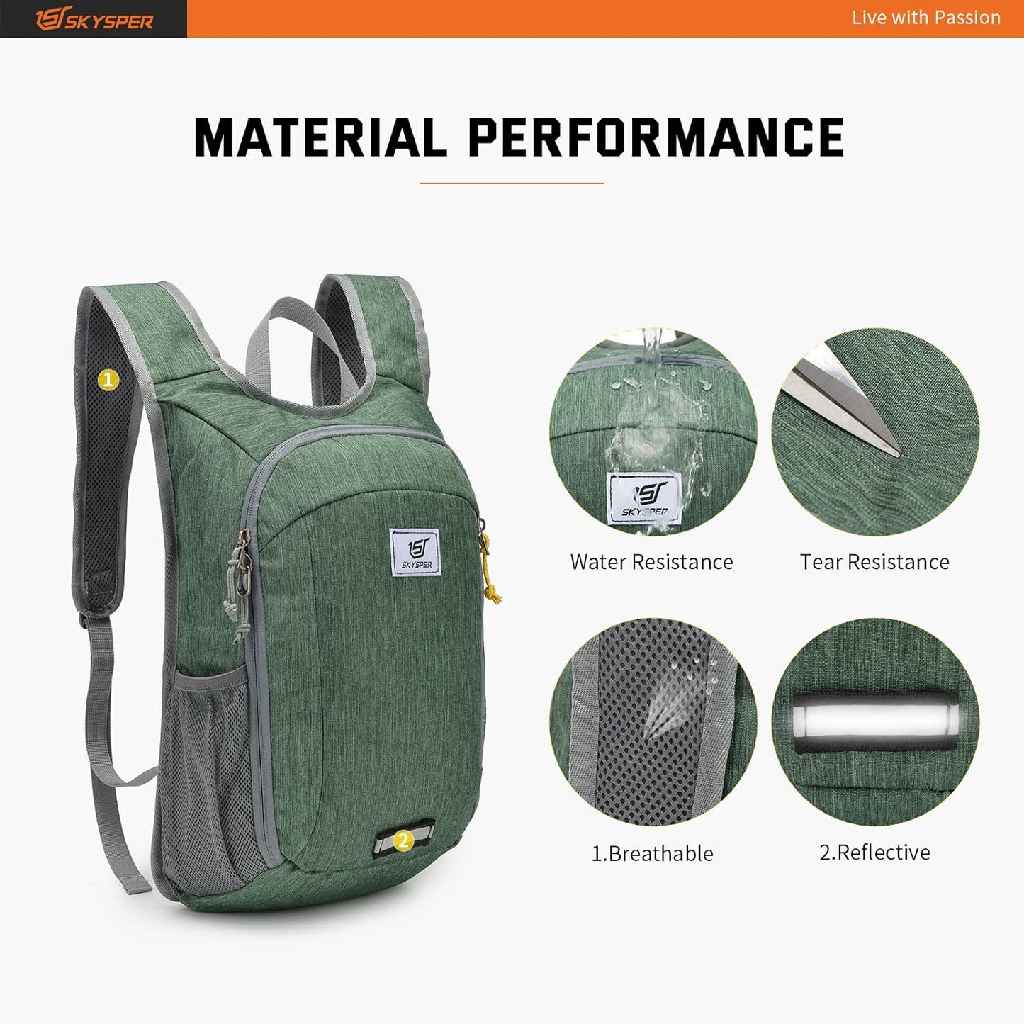 SKYSPER Small Daypack 10L Hiking Backpack Packable Lightweight Travel Day Pack for Women Men