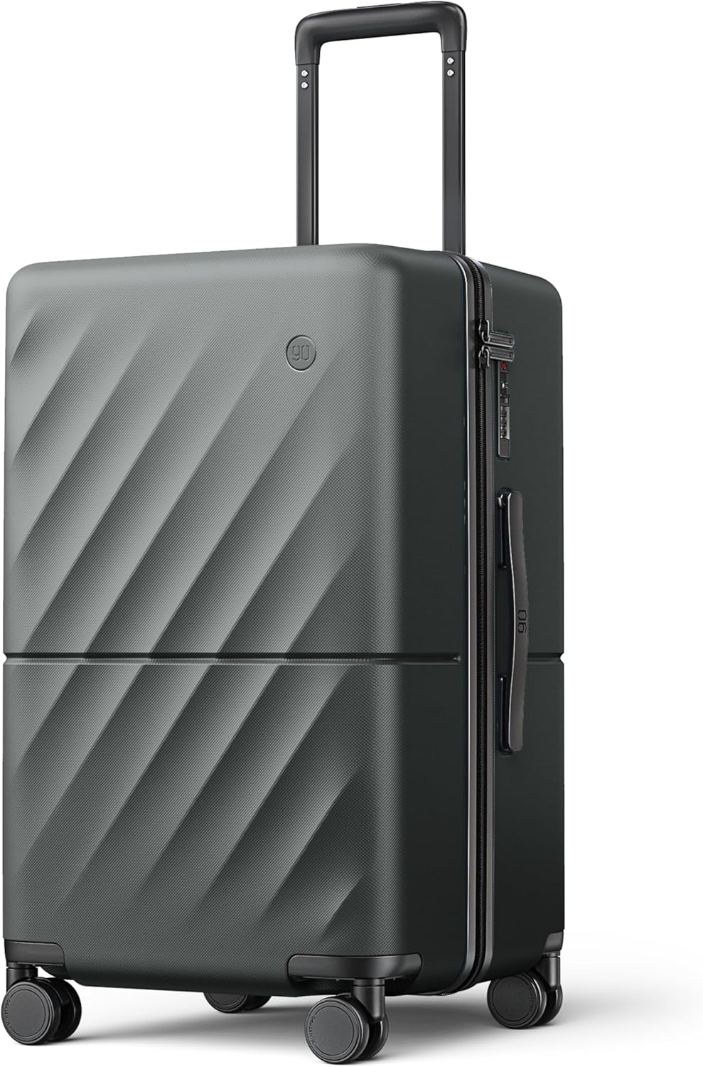 NINETYGO Trunk Luggage 22 Inch, Small Checked Luggage with Double Spinner Wheels, Anti-Burst Zipper, Hard Case PC Suitcase, Lightweight Travel Luggage, TSA Approved (Slate Grey, Hudson)