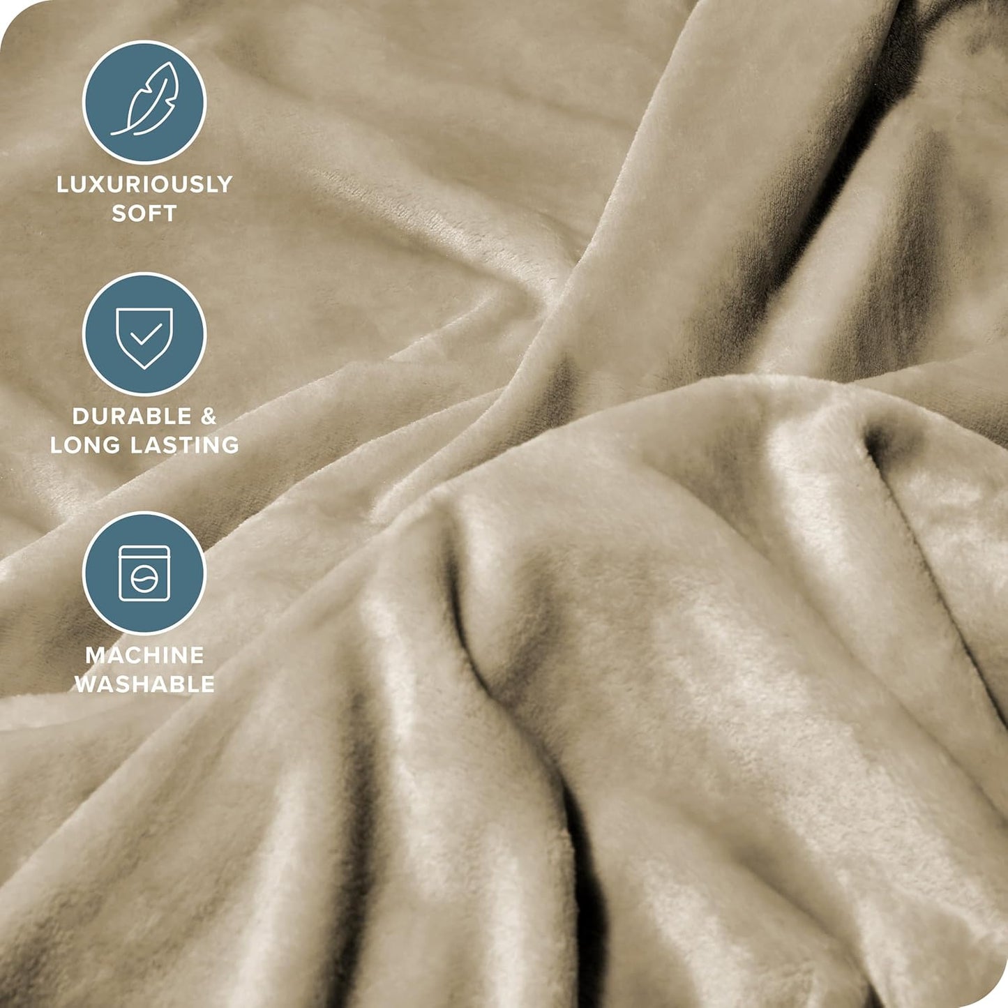 Bare Home Fleece Blanket - Giant Size - Ultra-Soft Lightweight for Bed, Sofa, and Couch - Luxury Microplush - Cozy Warm Blanket (Giant, Oyster)