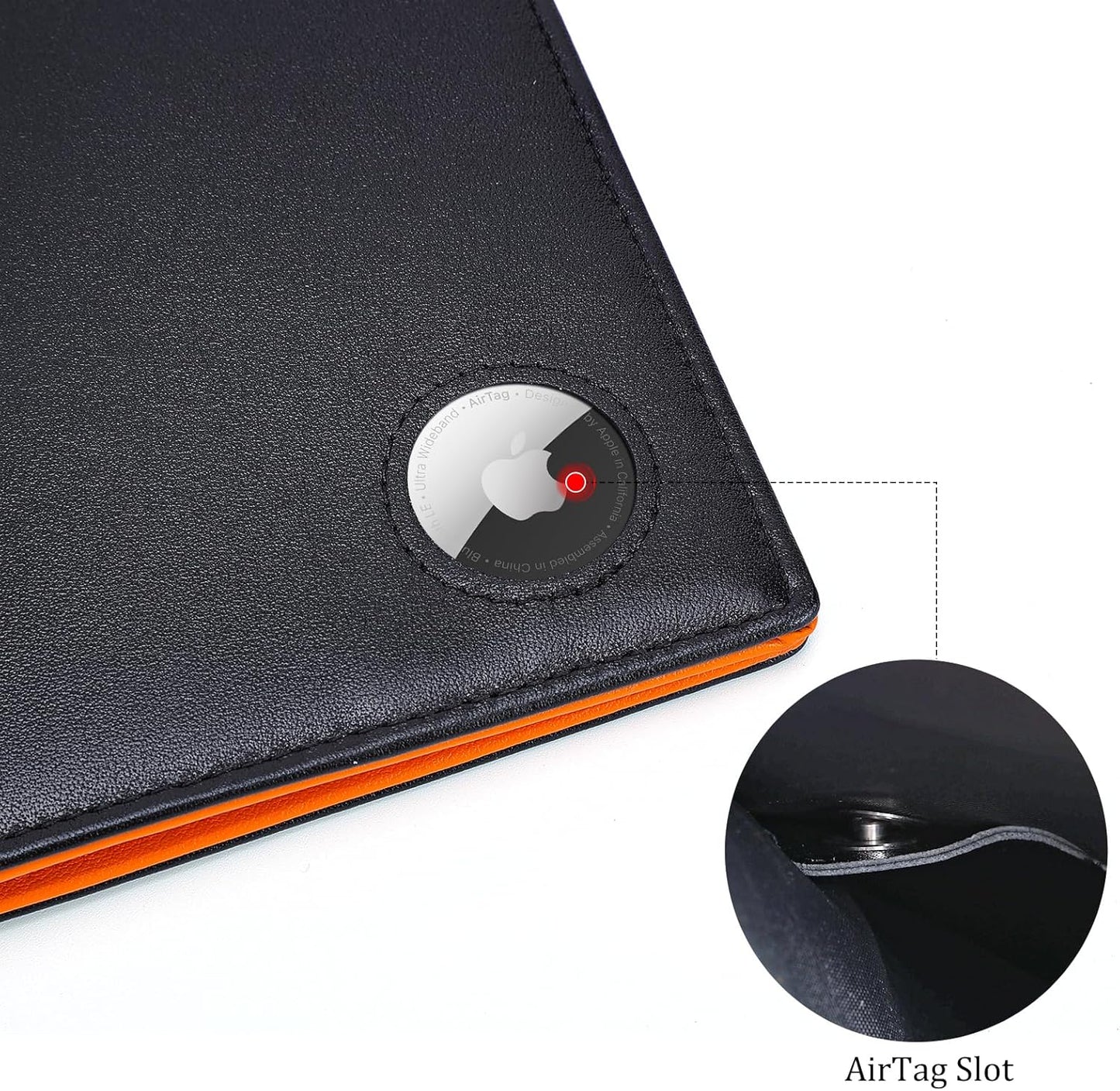 Polare Luxury RFID Blocking Leather Passport Holder Travel Wallet For Men and Women (Black/Brown with AirTag Slot)