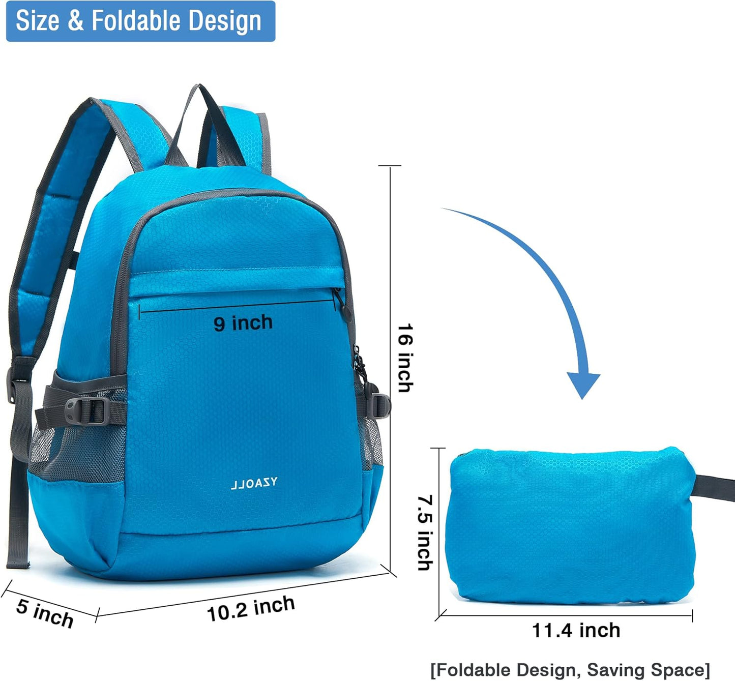 YZAOLL Small Lightweight Packable Hiking Backpack, 20L Hiking Backpack Day Pack for Women Men Travel Camping Vacation,Blue