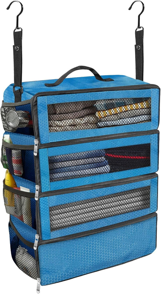 Suitcase Organizer, Travel Luggage Organizer Portable Hanging Travel Shelves Collapsible Hanging Packing Cubes for Carry on Suitcase