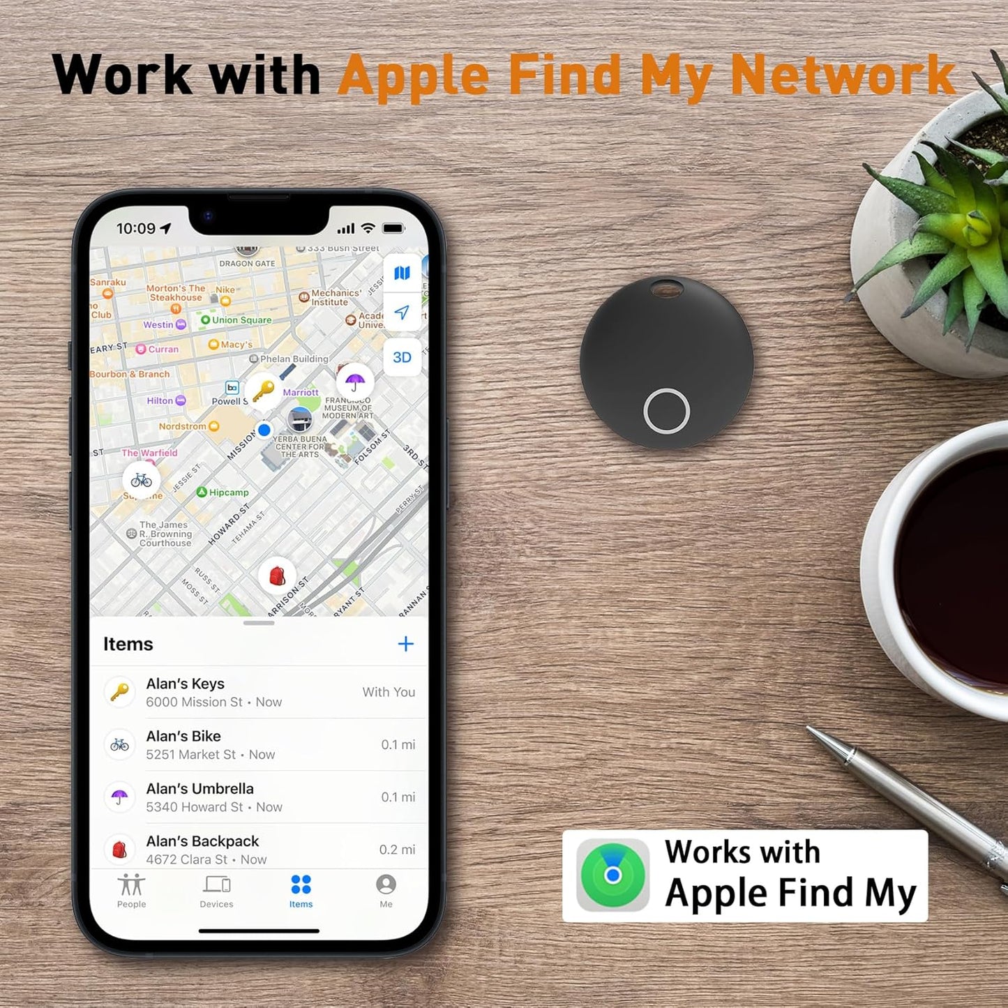 Air Tracker Tags-4 Pack [Apple MFi Certified] (iOS Only), Smart Bluetooth Tracker, Compatible with Apple Find My, Item Locator for Keys, Luggage, Wallet, Suitcase, Bags, IP67 Waterproof