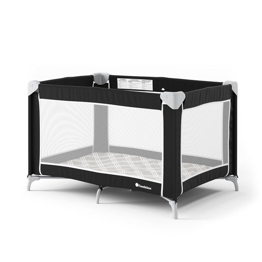 Foundations Sleep 'N Store Baby Pack and Play Yard - Portable Playpen for Toddlers, Foldable Travel Playpen with Storage Bag & Foam Mattress, Durable Design for Hotels & Daycares - Graphite