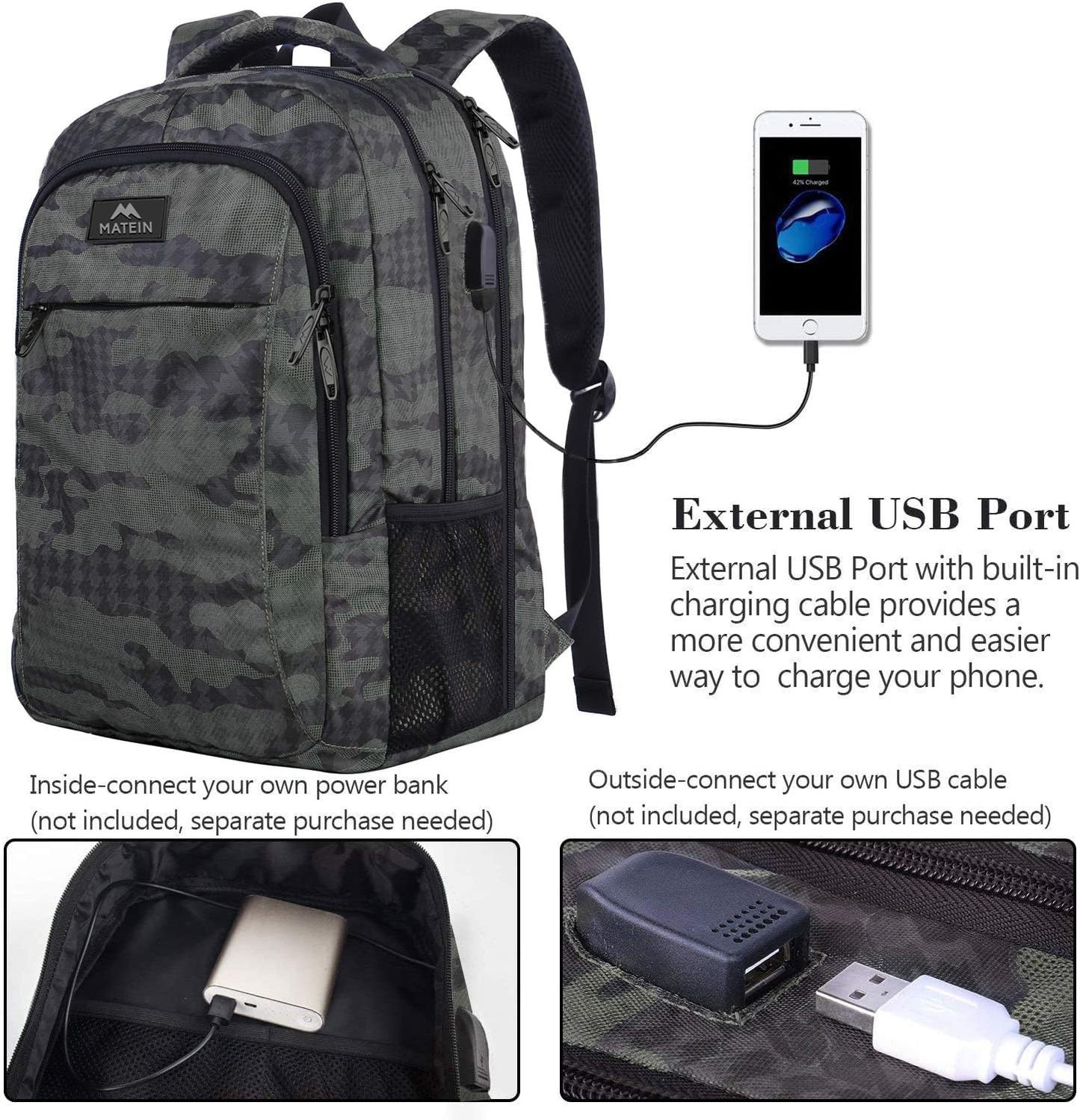 MATEIN 17.3 Inch Computer Backpack, Extra Large TSA Friendly Travel Laptop Backpack with USB Charging Port, Anti Theft Carry On Flight Approved Business Work College Backpack Bag for Men Women Gift