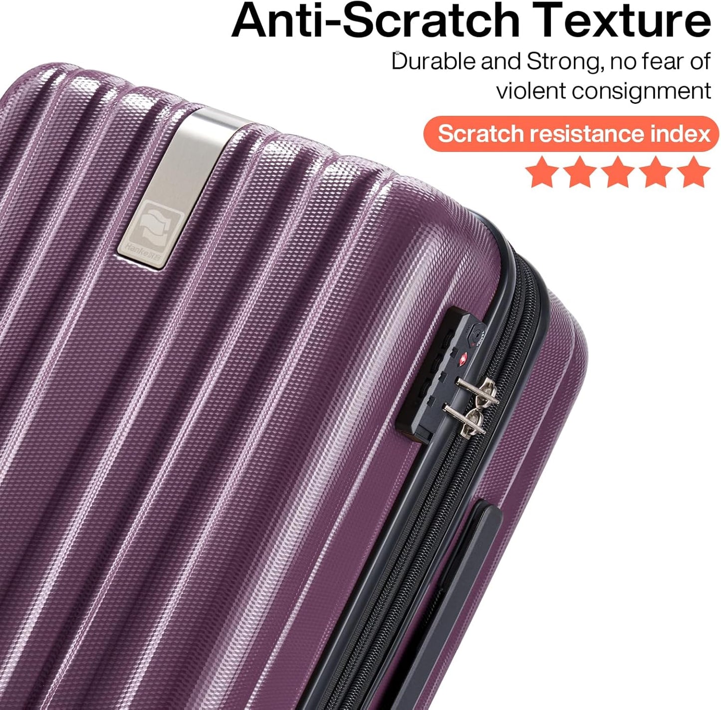 Hanke 29 Inch Luggage Suitcases With Spinner Wheels Lightweight PC hardside Rolling Suitcase With Travel Lock, Checked-Large 29-Inch Christmas Gifts for Birthday （Purple）