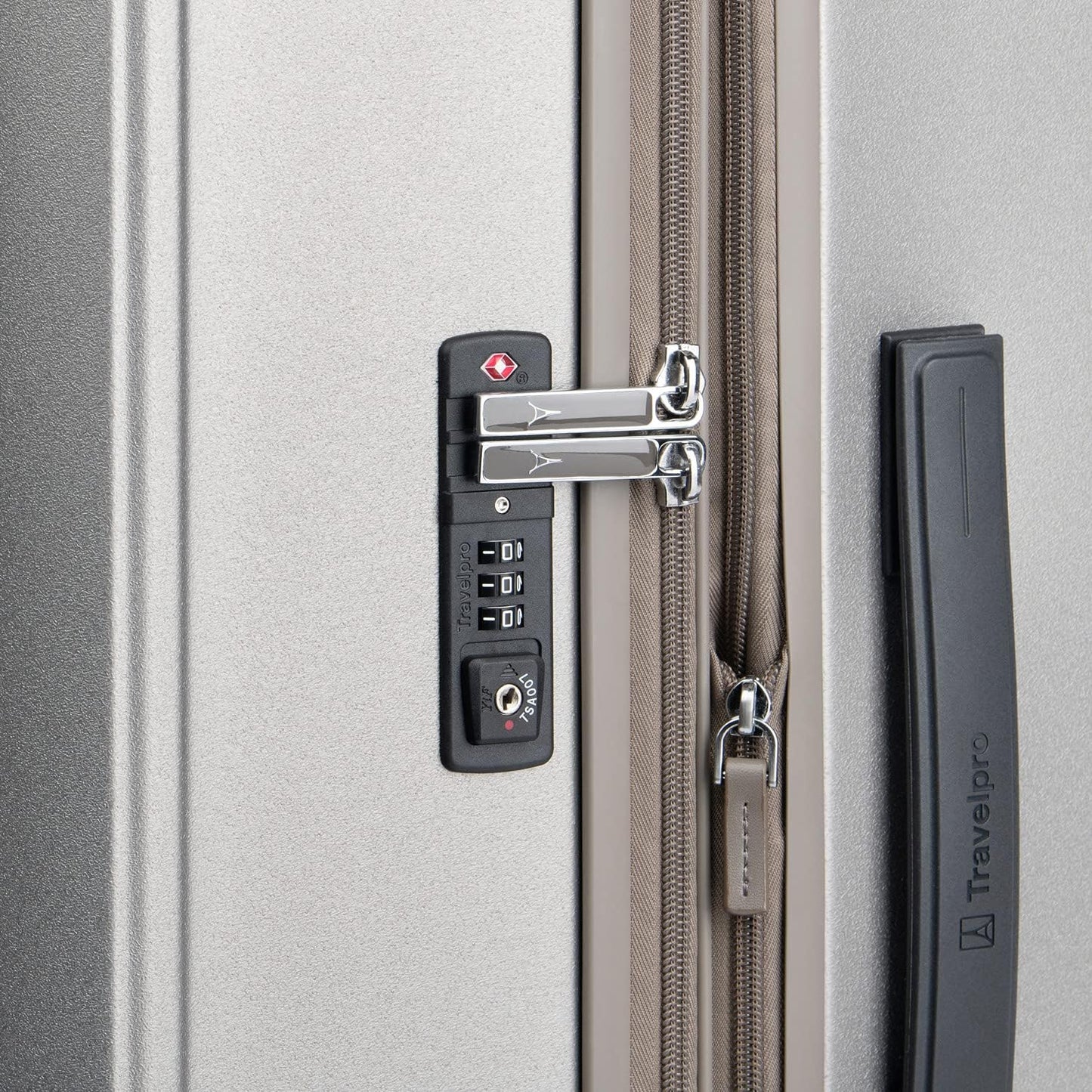 Travelpro Platinum Elite Hardside Expandable Spinner Wheel Luggage TSA Lock Hard Shell Polycarbonate Suitcase, Metallic Sand, 2-Piece Set (21/25)