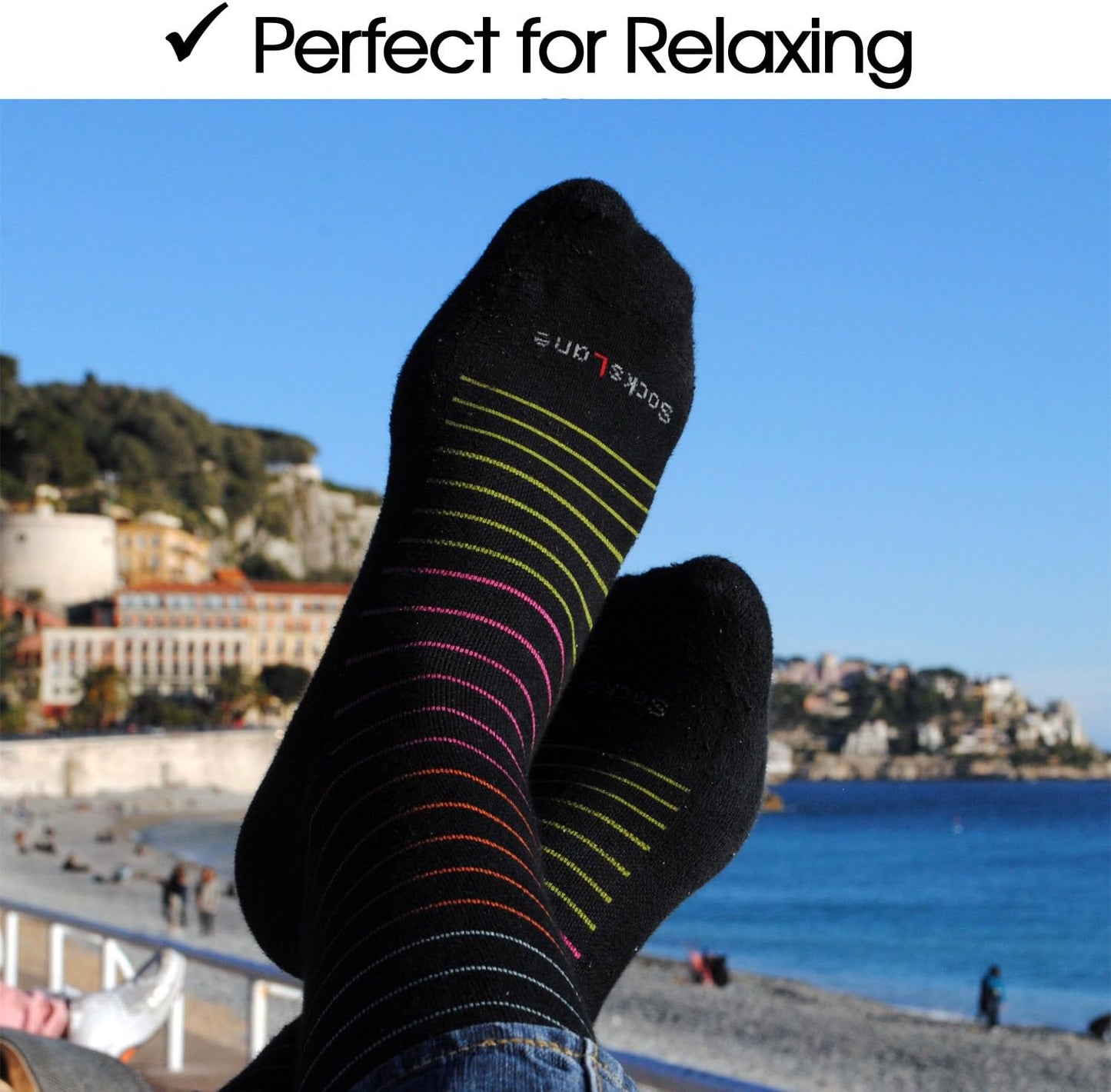 Cotton Compression Socks for Women & Men. 15-20 mmHg Support Knee-High Navy Blue S/M