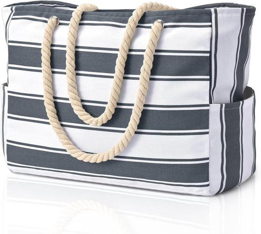 Becokan Beach Bags for Women Large Waterproof Beach Tote Bag Zipper Beach Bags Waterproof Sandproof Swim Pool Bag Large Tote