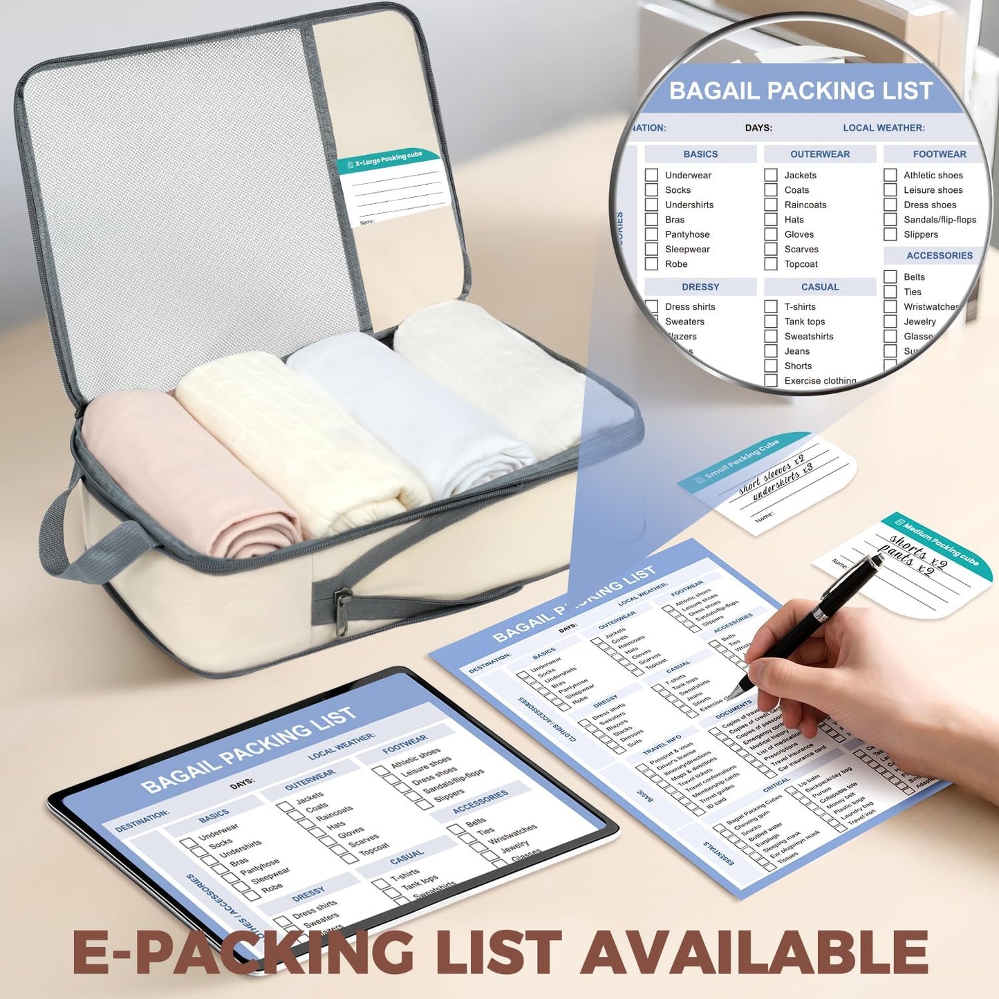 BAGAIL 6 Set/4 Set Lightweight Compression Packing Cubes for Travel, Anti-Tearing Expandable Organizer Bags for Suitcase