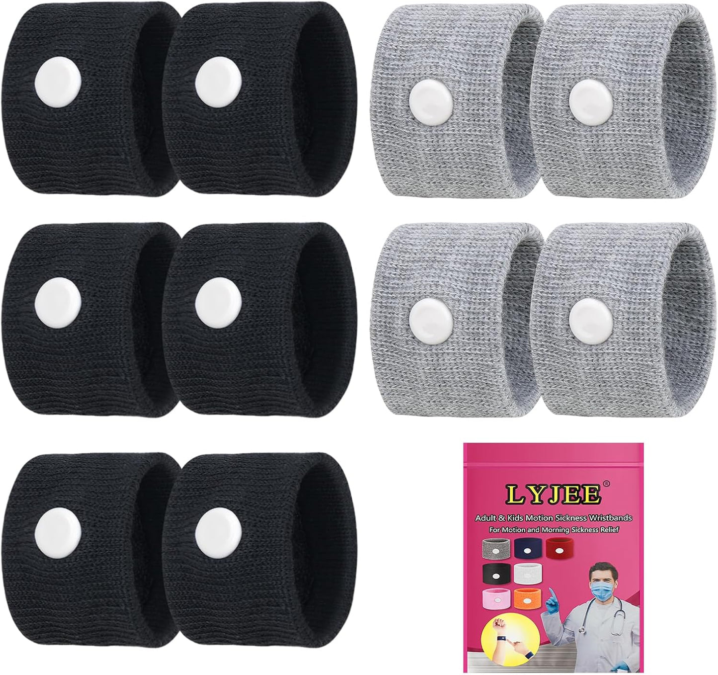 LYJEE Motion Sickness Bands for Adults and Kids Nausea Relief for Pregnant Women Seasickness Wristband for Cruise Ship Essentials