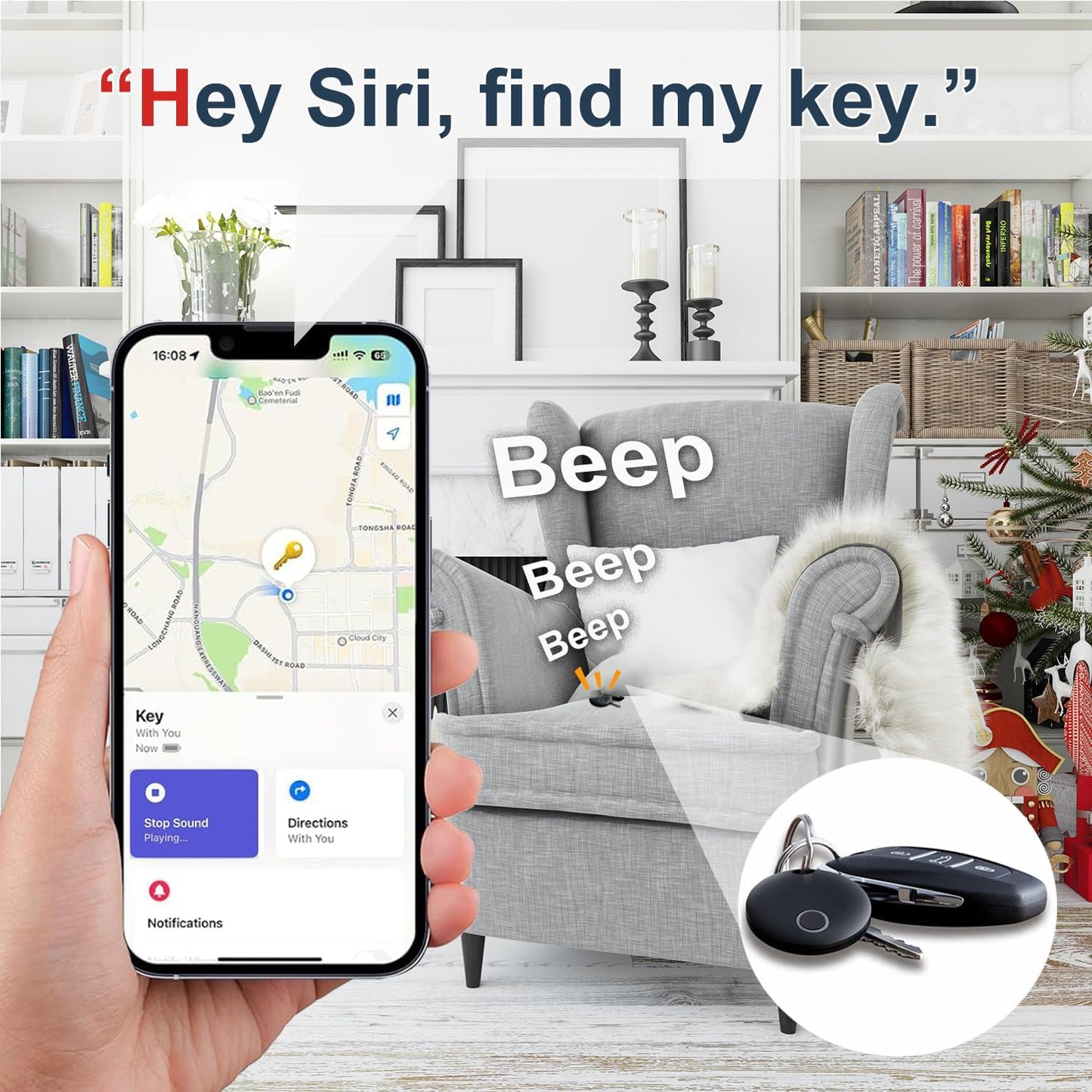 Air Tracker Tags 4 Pack Luggage Tracker Works with Find My (iOS only), Key Tracker, Wallet, Suitcase,Bicycle and More, Replaceable Battery, IP67 Waterproof
