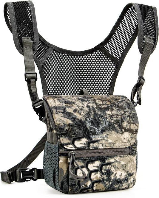 Binocular Harness Chest Pack: Bino Case with Magnetic Lid and Rain Cover for Hunting(Green)