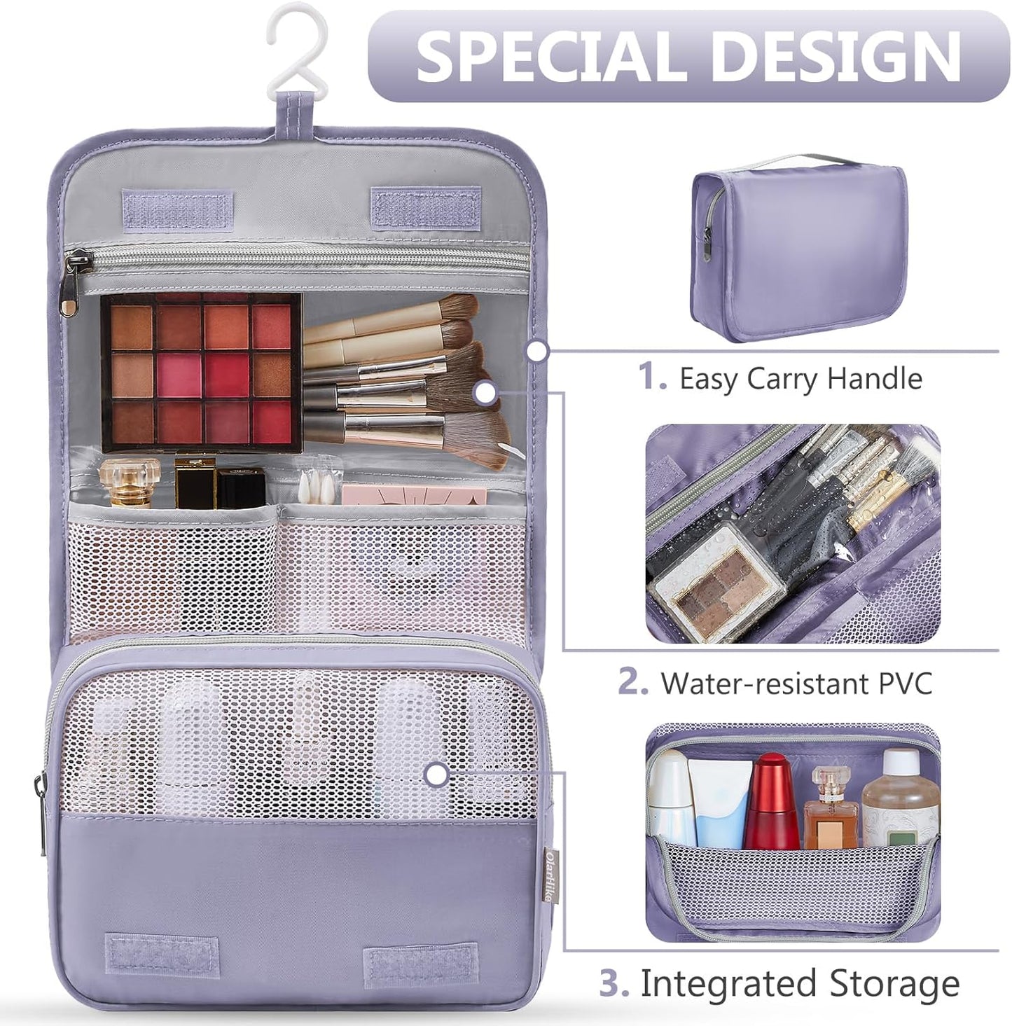 8 Set Packing Cubes for Travel, Gifts for Women Mom,Anti-Tearing Suitcase Organizer for Luggage with Shoe & Hanging Toiletry Bag,OlarHike Vacation Essentials & Accessories for Cruise Ship, Purple Gray
