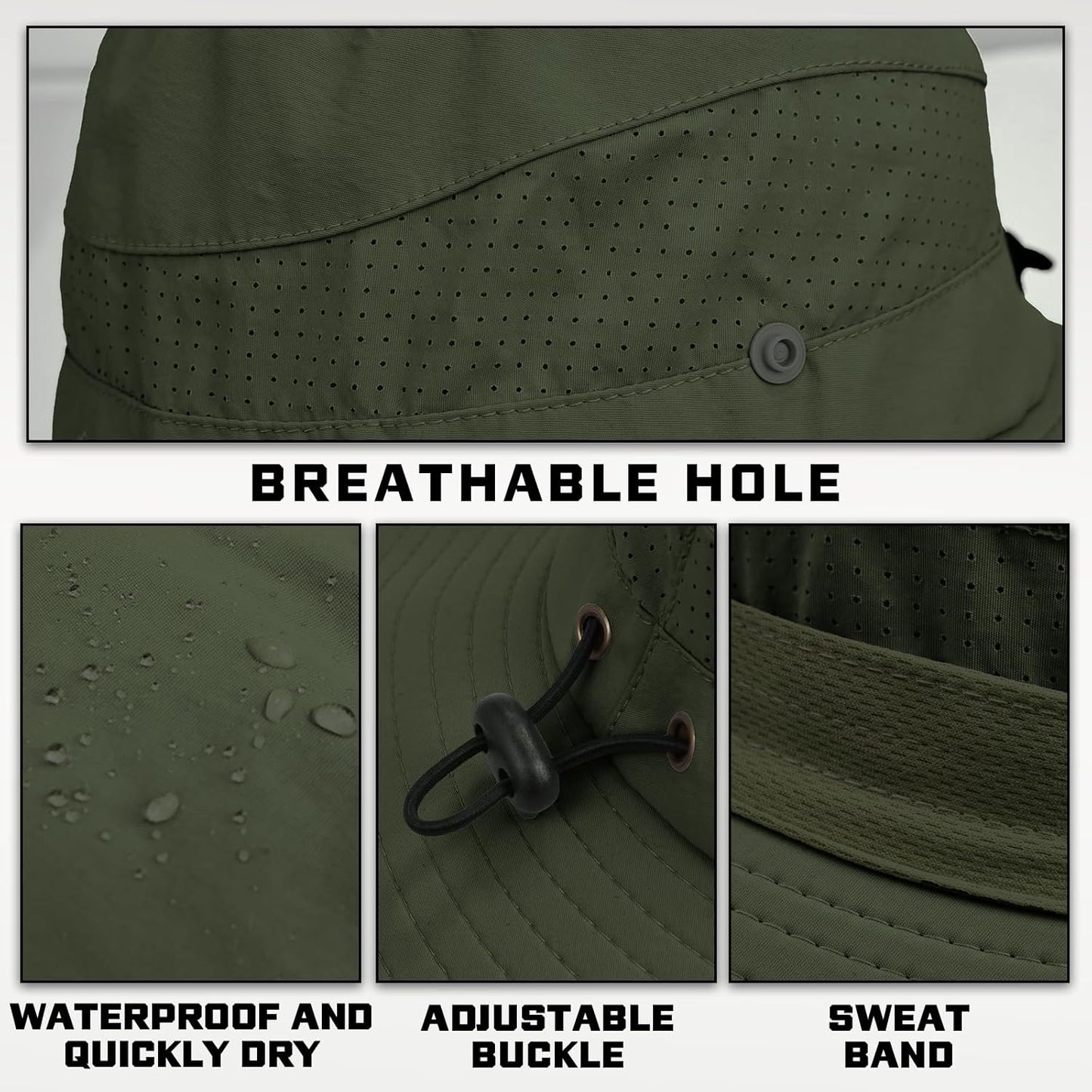 Sun Hats for Men Women, UPF50+ Protection Safari Hat,Wide Brim Fishing Hat with Neck Flap,Bucket Hats for Beach Hiking