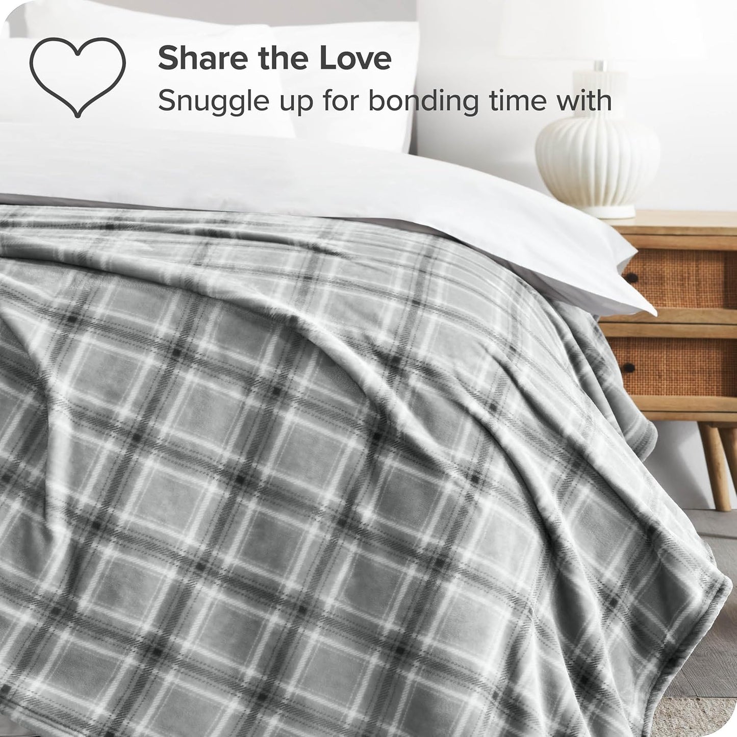 Bare Home Textured Fleece Blanket - Twin/Twin Extra Long - Ultra-Soft Lightweight for Bed, Sofa, and Couch - Luxury Microplush - Cozy Warm Blanket (Twin/Twin XL, Tartan Plaid)