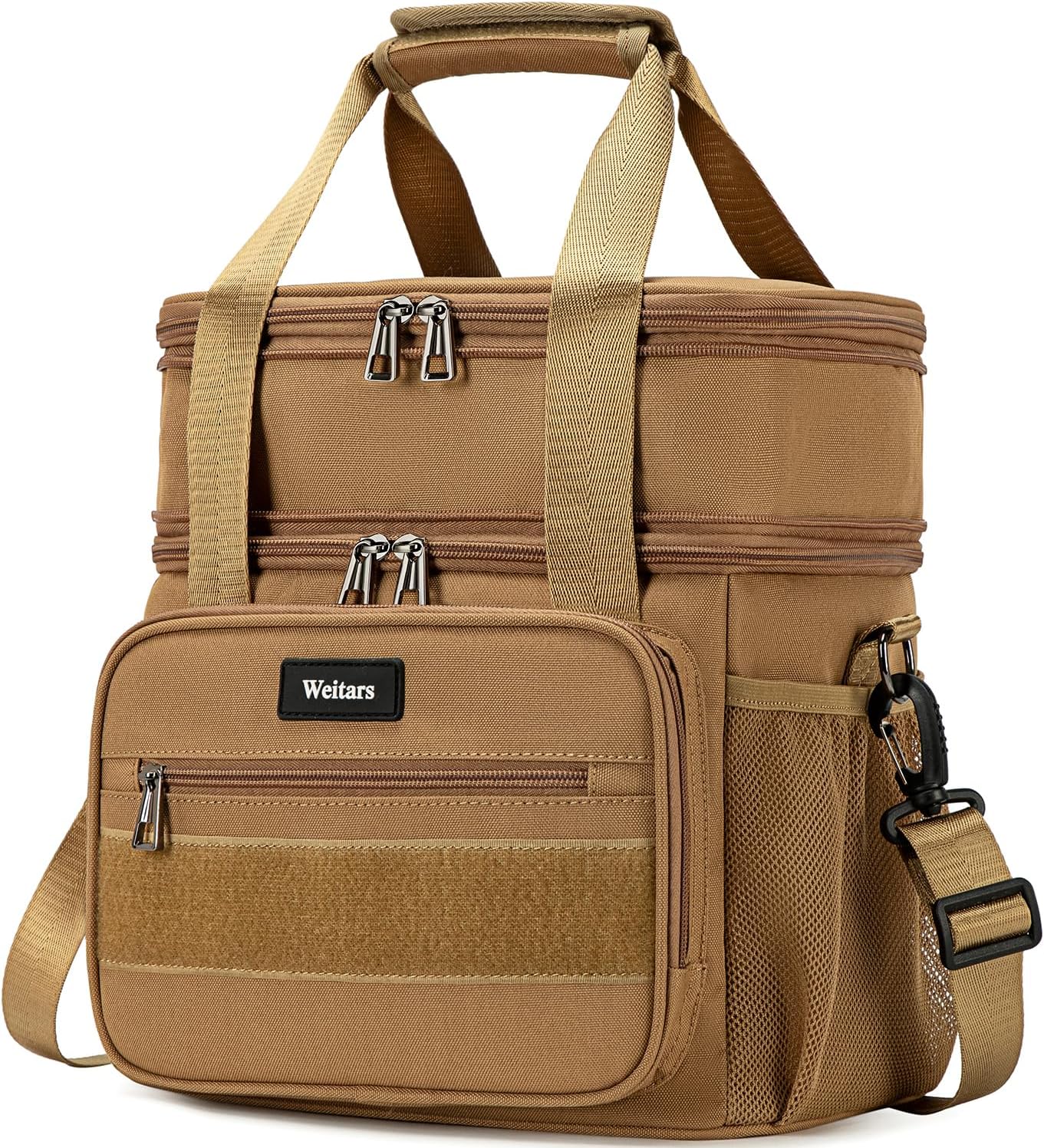 Weitars Lunch Box for Men Women Dual Compartment Lunch Box Heavy Duty Large Insulated Tactical Lunch Bag Durable Cooler Bag With Shoulder Strap for Adults Work Picnic Road Trip