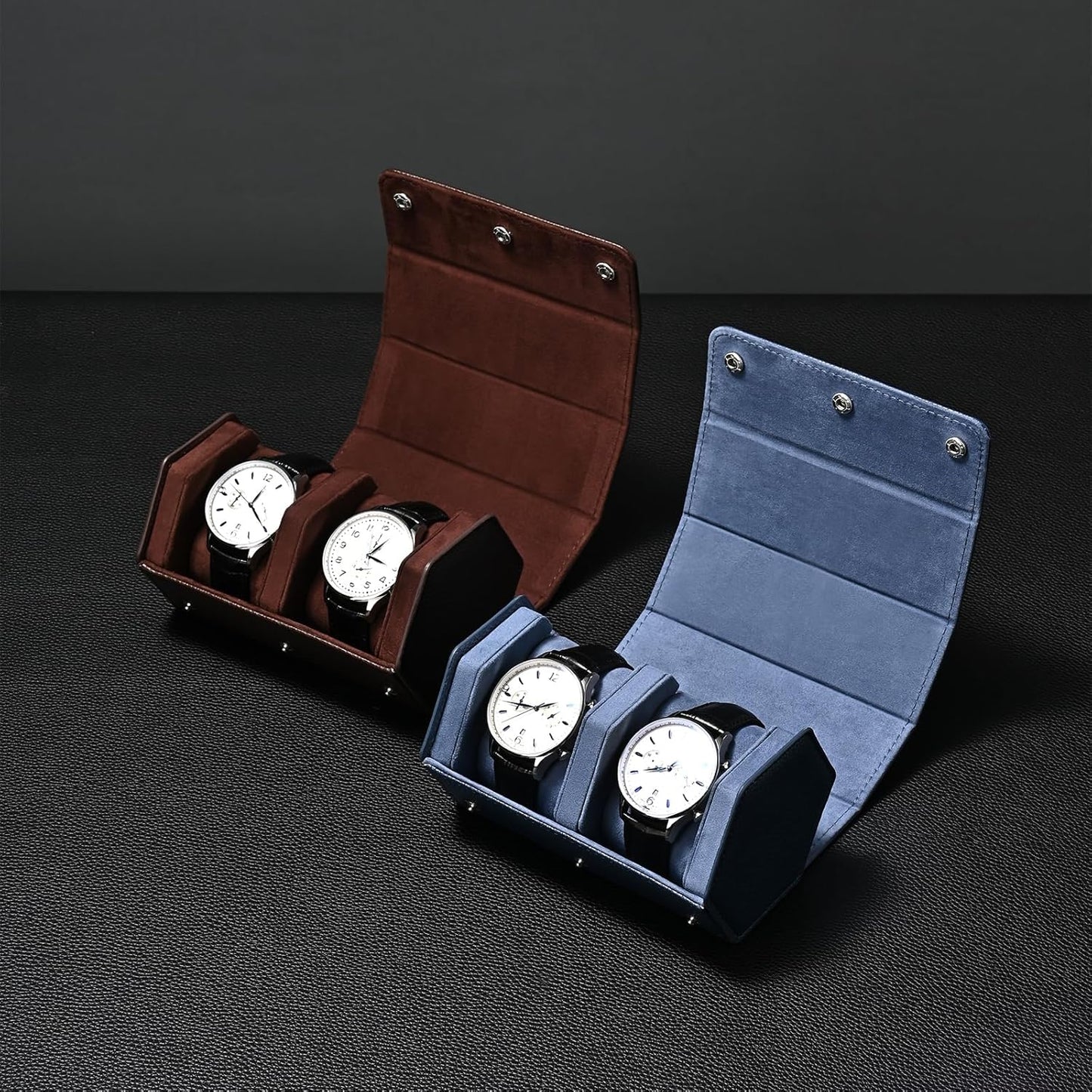 Oirlv Luxury Hexagonal Leather Watch Travel Case Single Watch Box for Men Portable Jewelry Storage Roll Organizer(1-Slot,Brown)