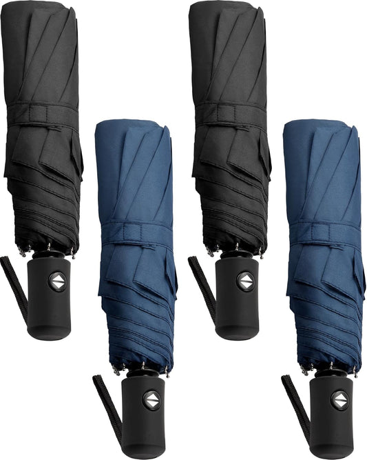 Yahenda 4 Pack Windproof Travel Umbrellas Bulk Automatic Open and Close Umbrella Folding Rain Umbrella for Men Women